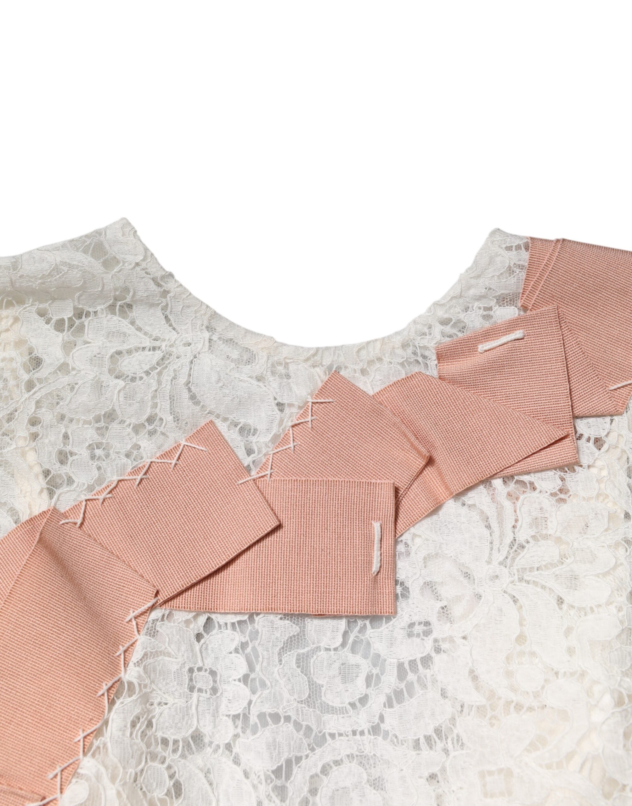 White Floral Lace Short Sleeves Blouse Top - ventzia