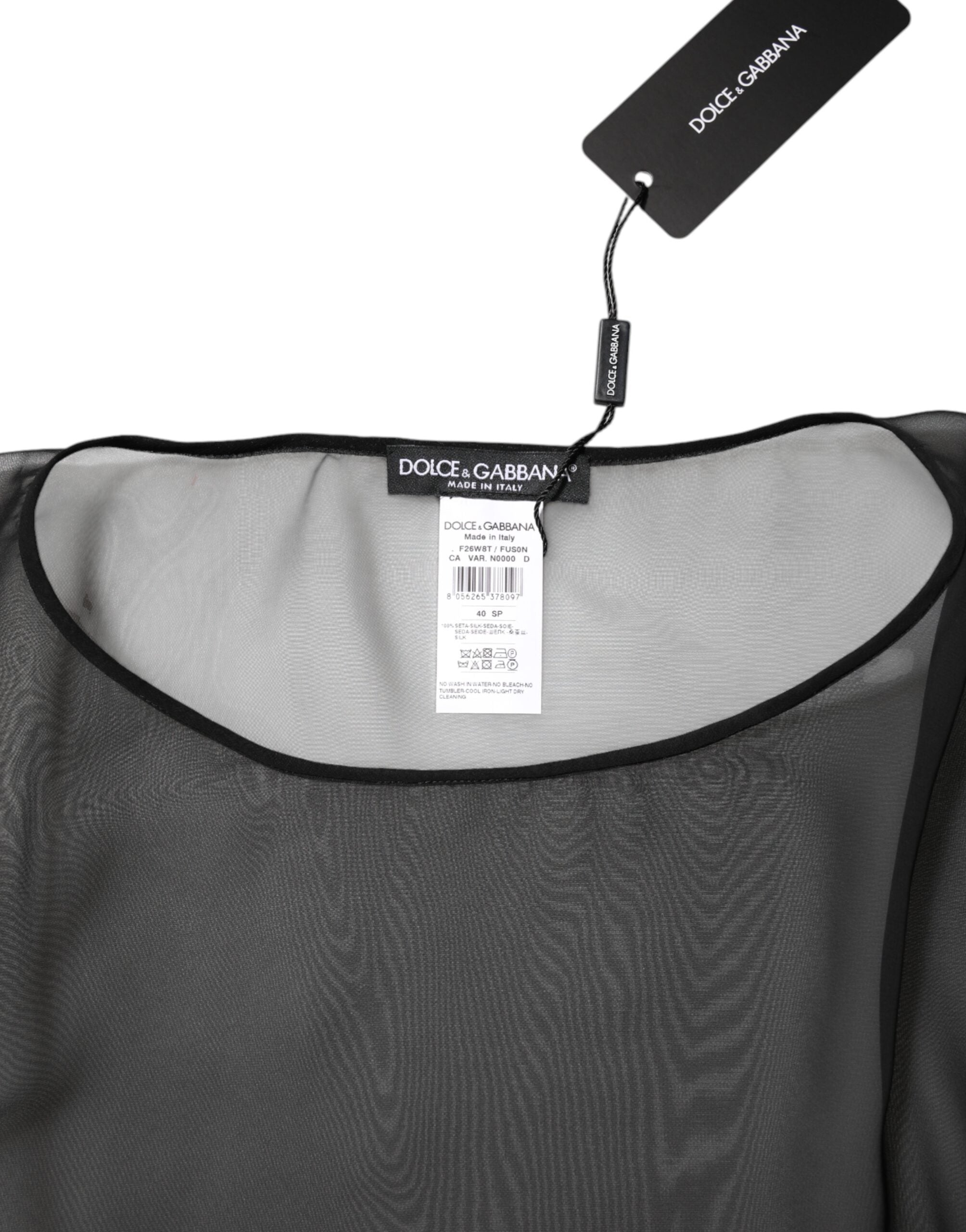 Black See Through Silk Chiffon Lace Blouse Top - ventzia