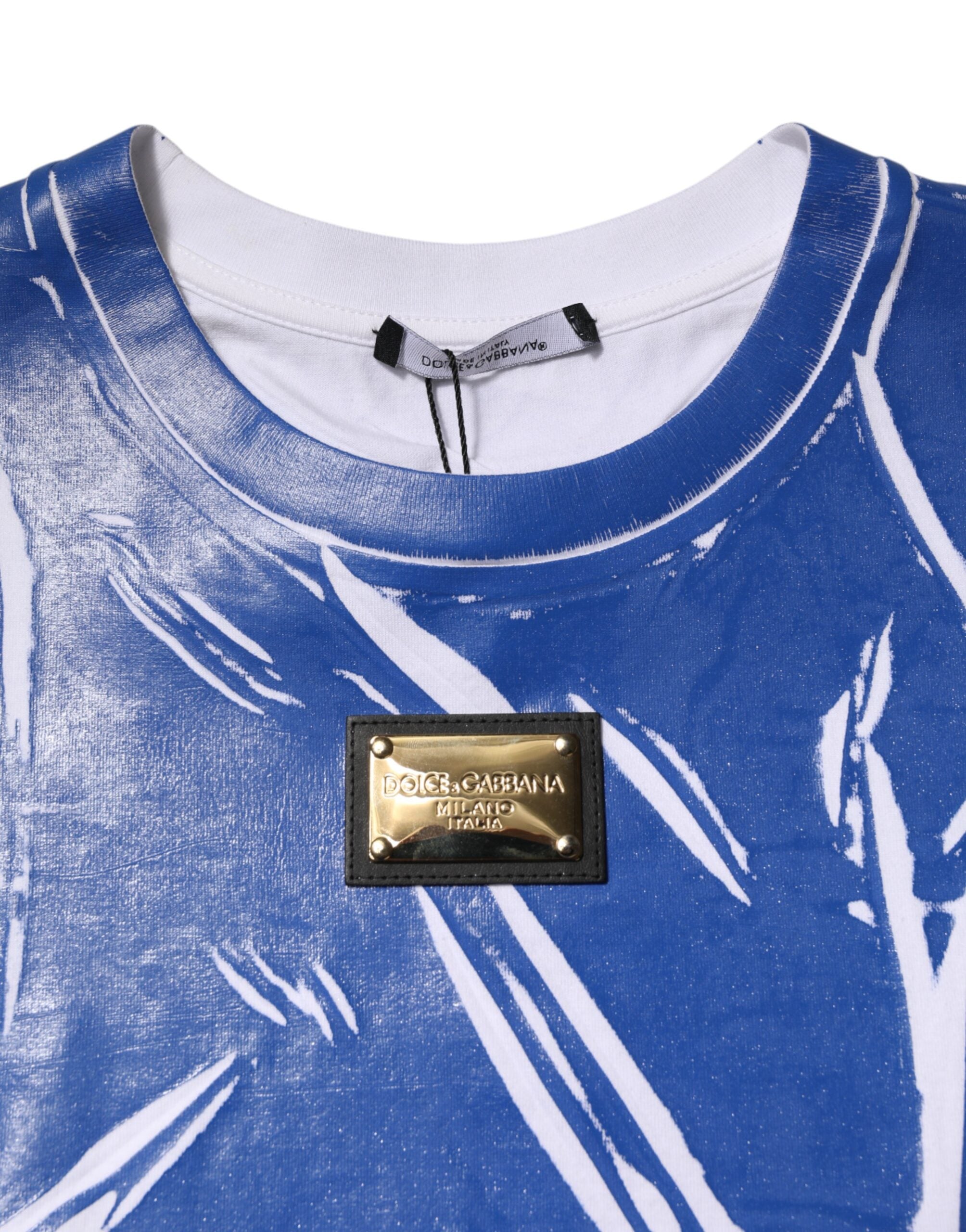 Blue White Cotton Logo Plaque Women Tank Top - ventzia