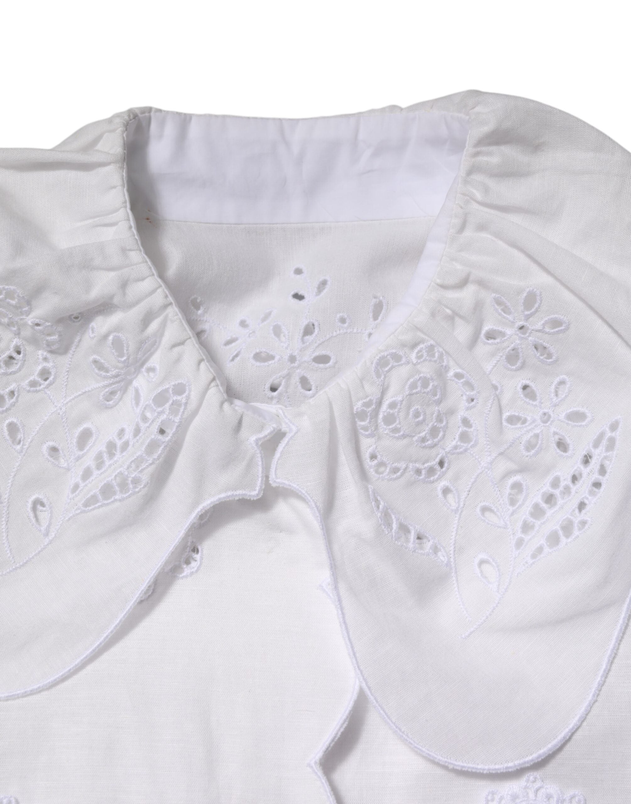 White Ruffled Lace Embellished Blouse Top - ventzia