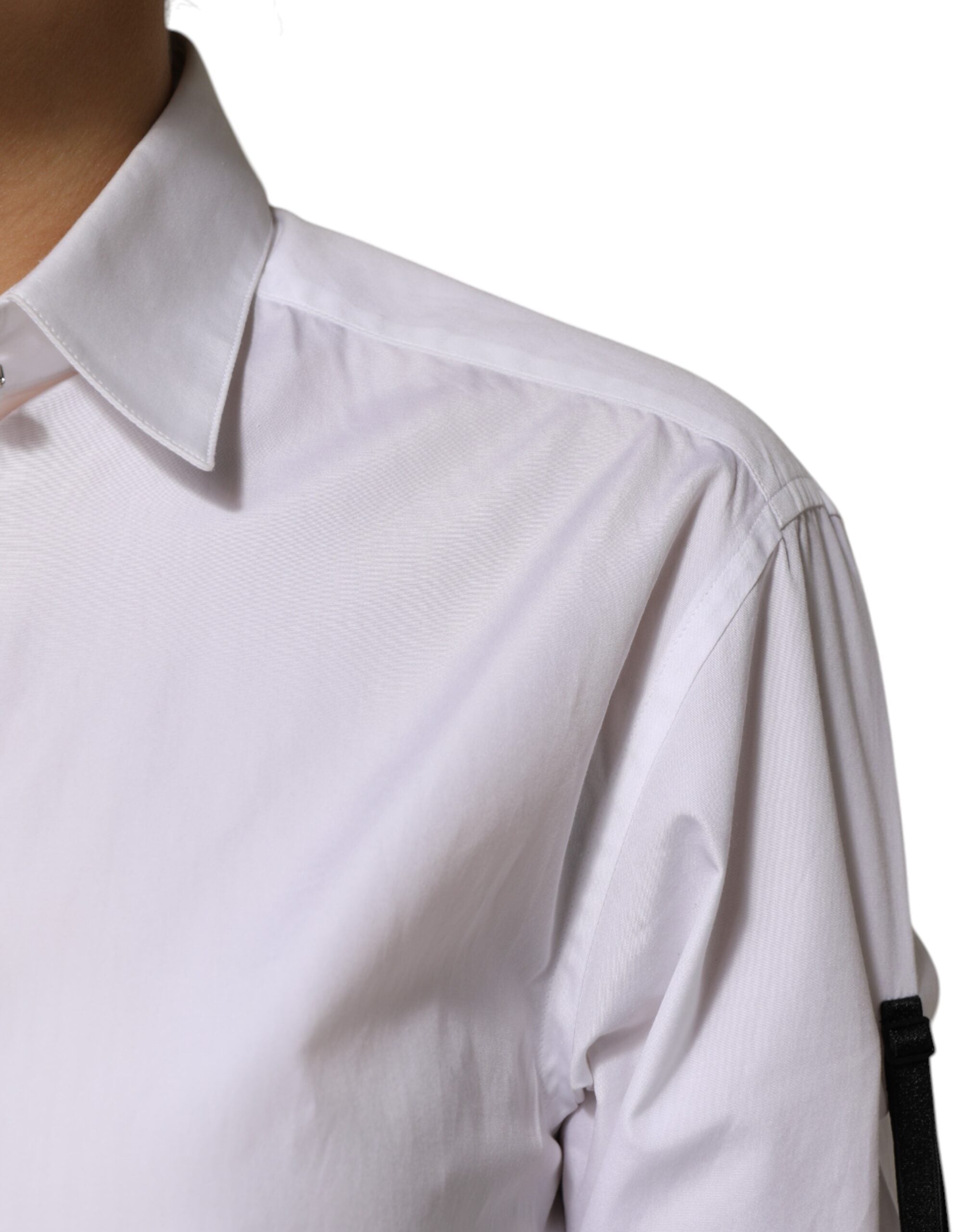 White Crystal Embellished Collared Shirt Top - ventzia