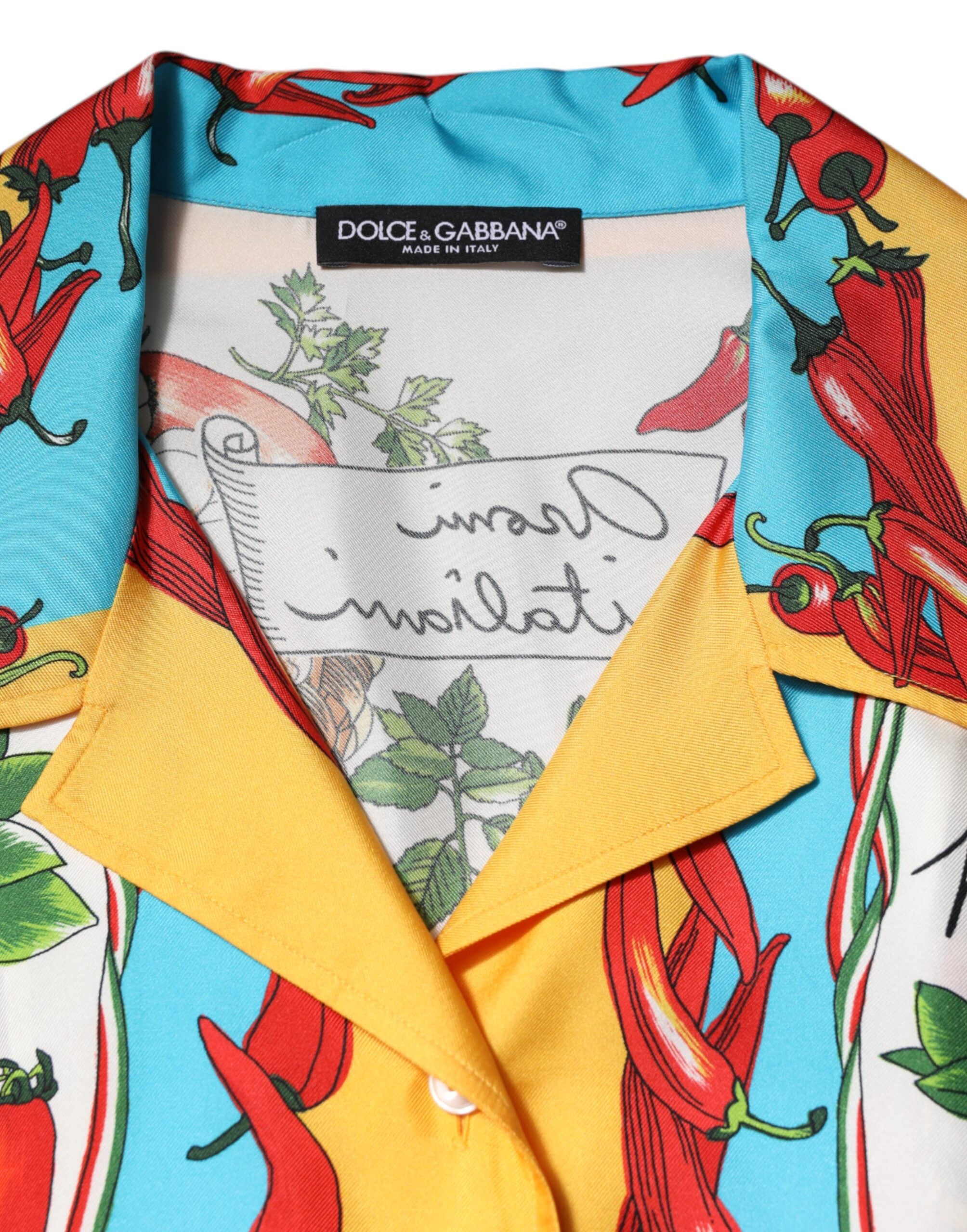 Multicolor Chili Silk Cropped Blouse Top - ventzia