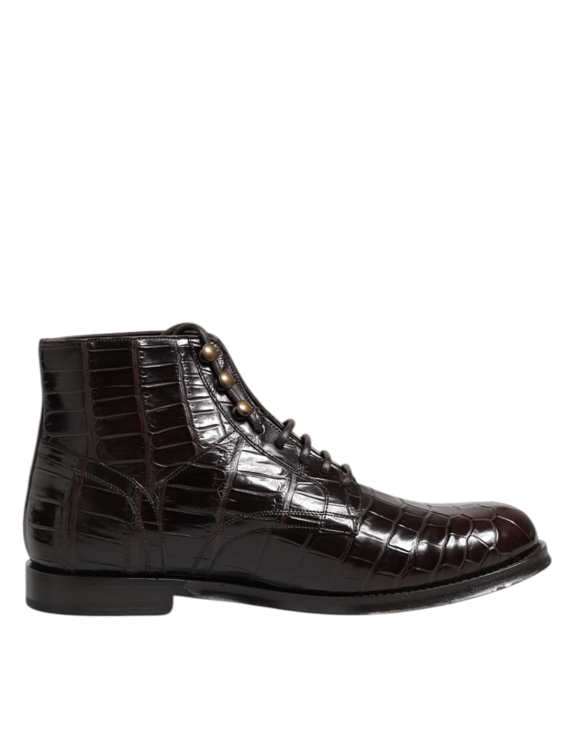Dark Brown Leather Lace Up Short Boots Shoes - ventzia