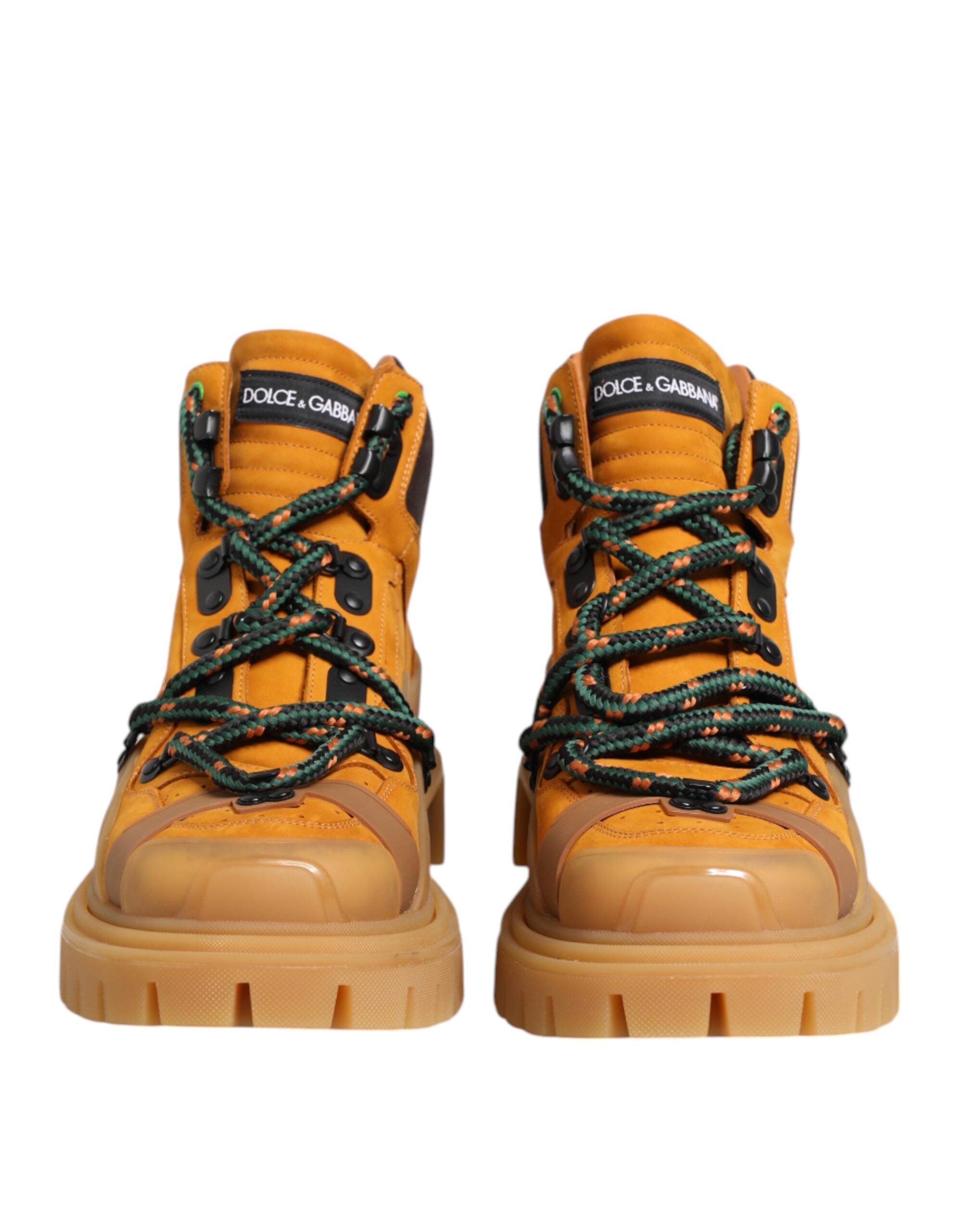 Orange Lace Up Trekking Ankle Boots Shoes - ventzia