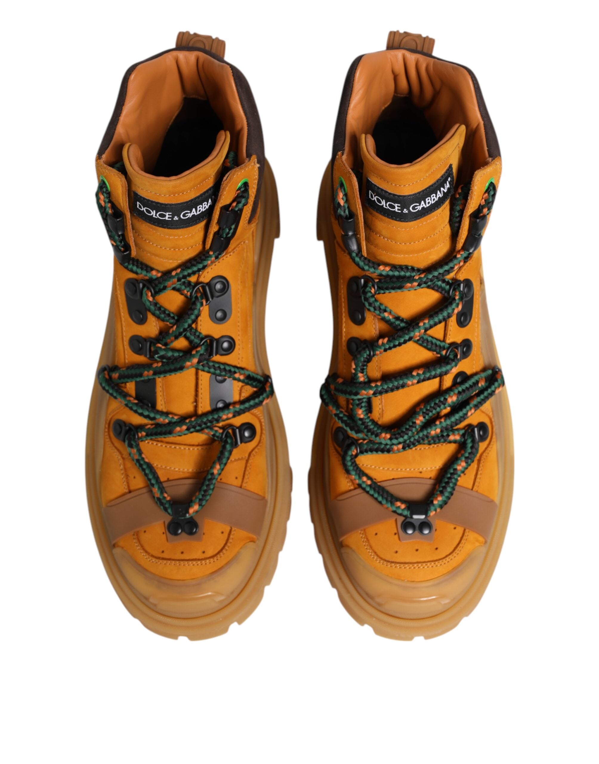 Orange Lace Up Trekking Ankle Boots Shoes - ventzia