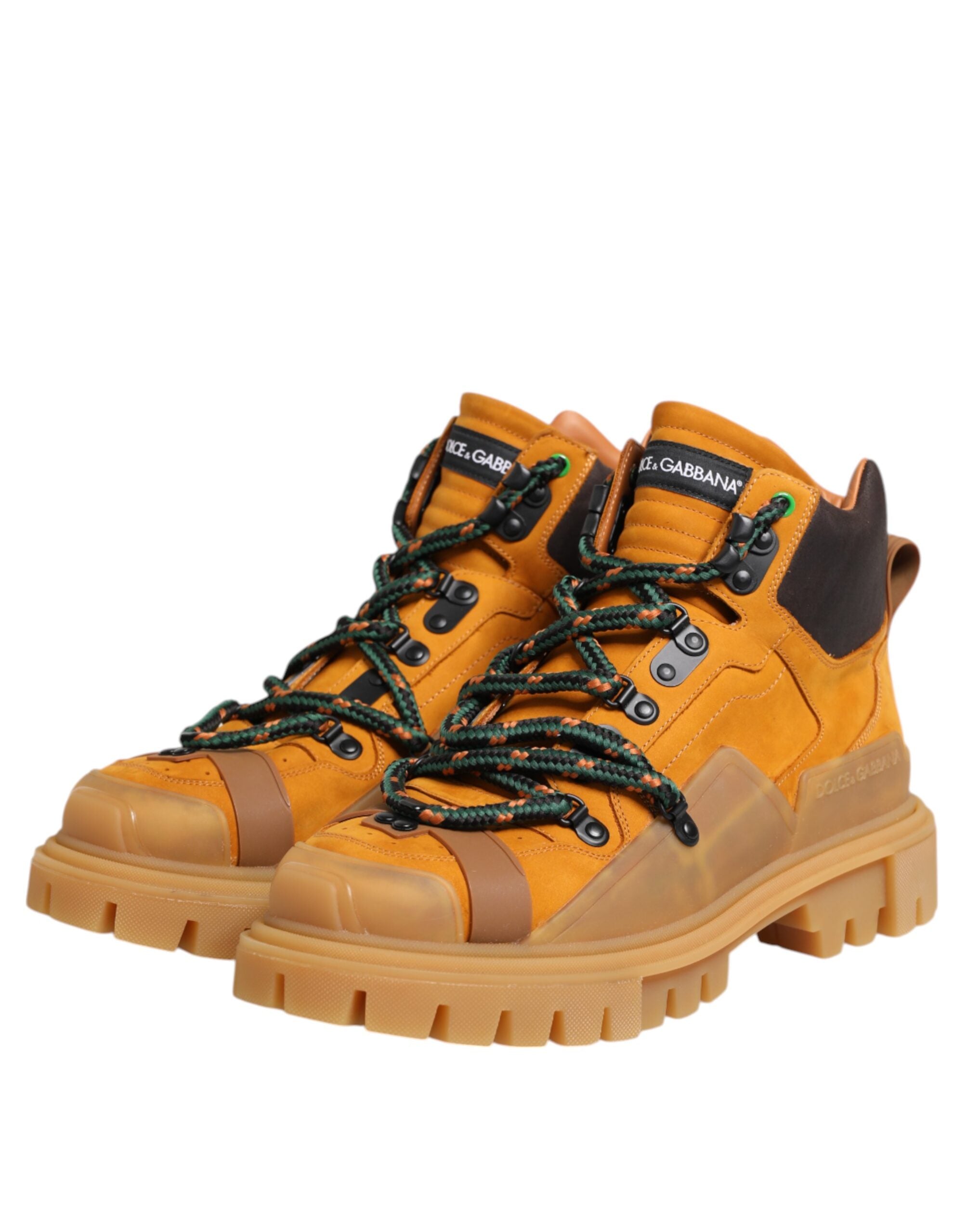 Orange Lace Up Trekking Ankle Boots Shoes - ventzia