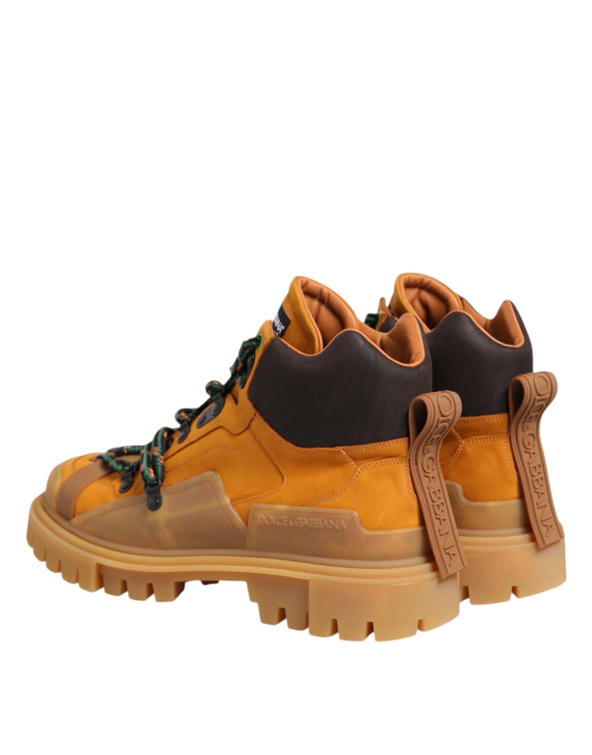Orange Lace Up Trekking Ankle Boots Shoes - ventzia