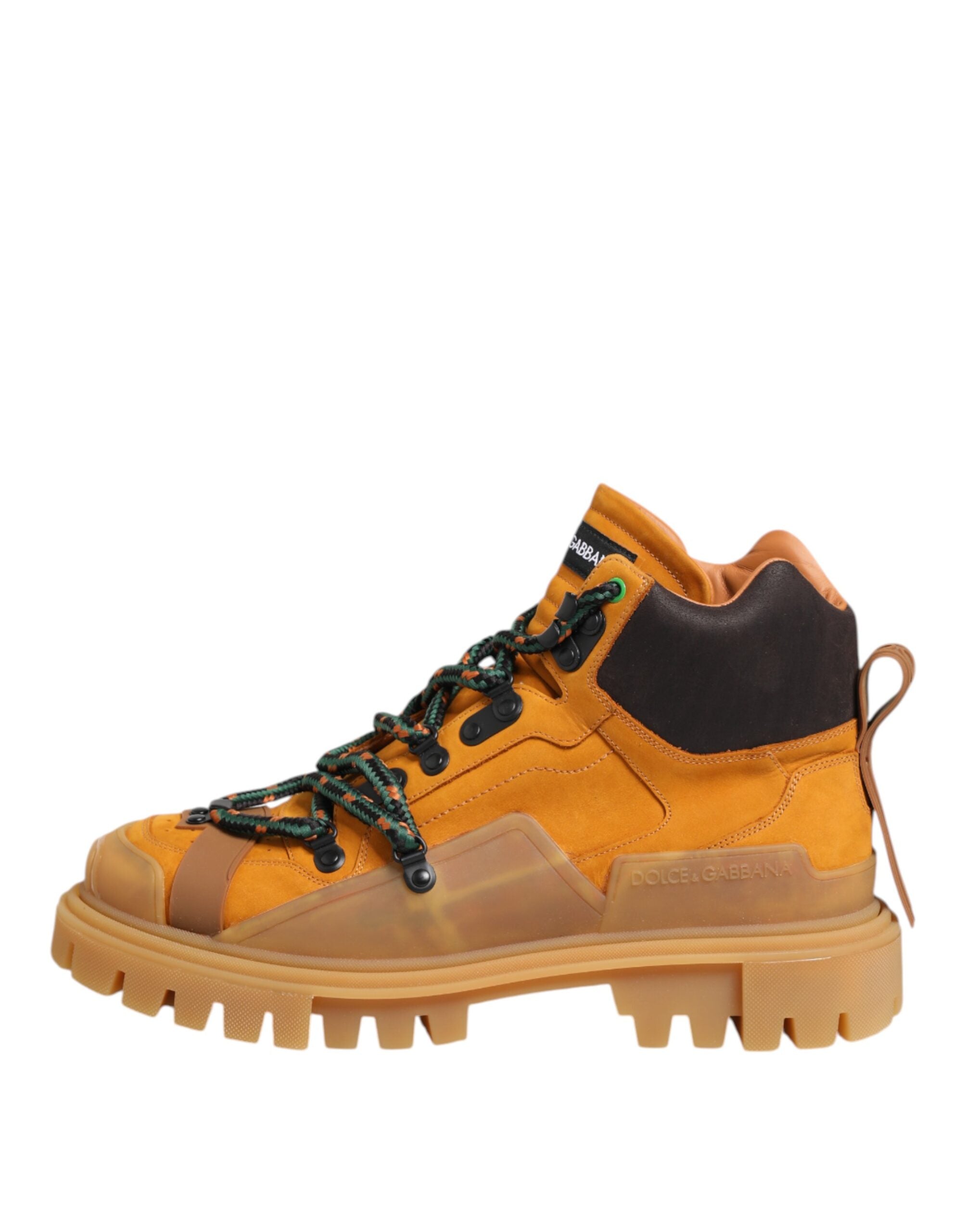 Orange Lace Up Trekking Ankle Boots Shoes - ventzia