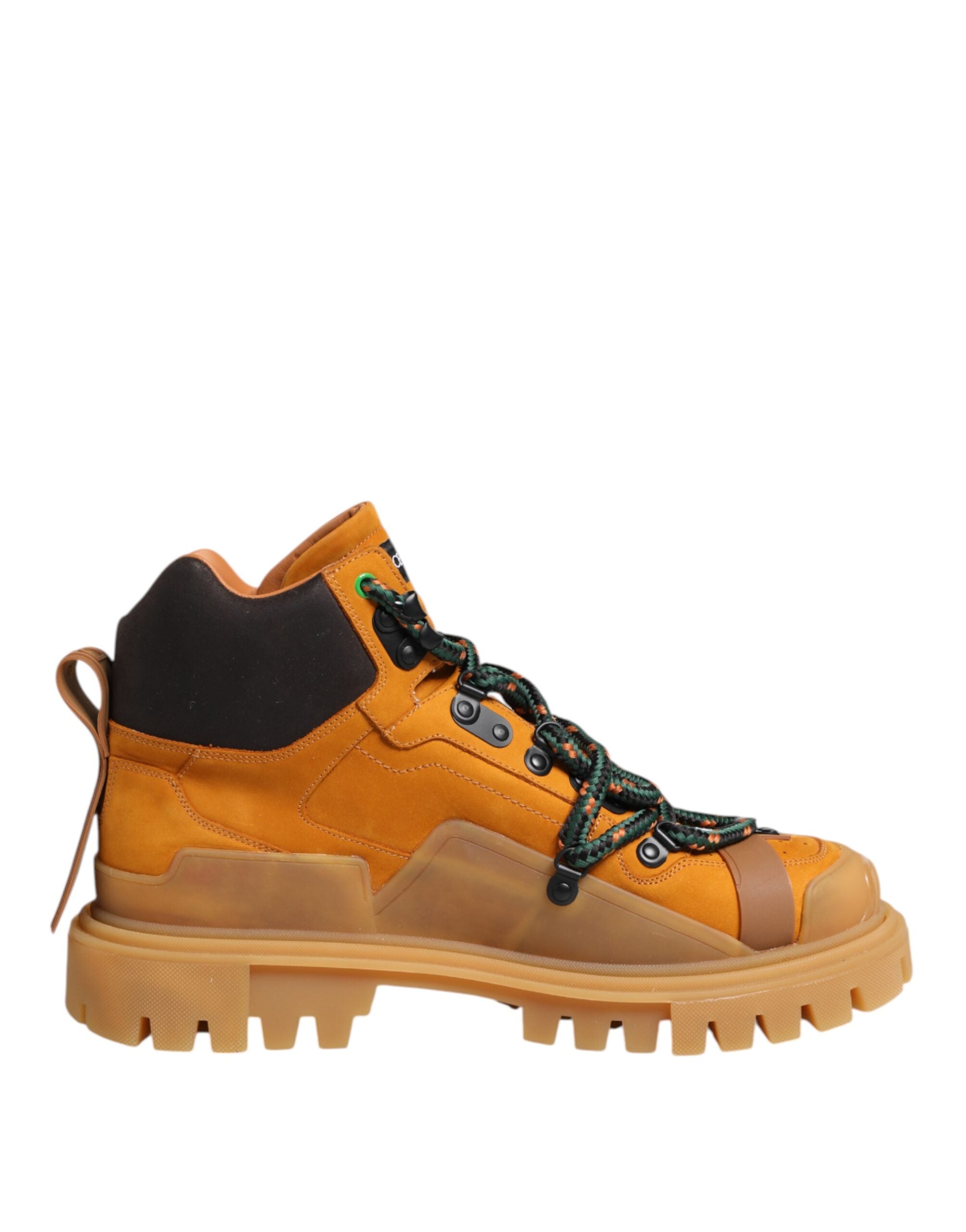 Orange Lace Up Trekking Ankle Boots Shoes - ventzia
