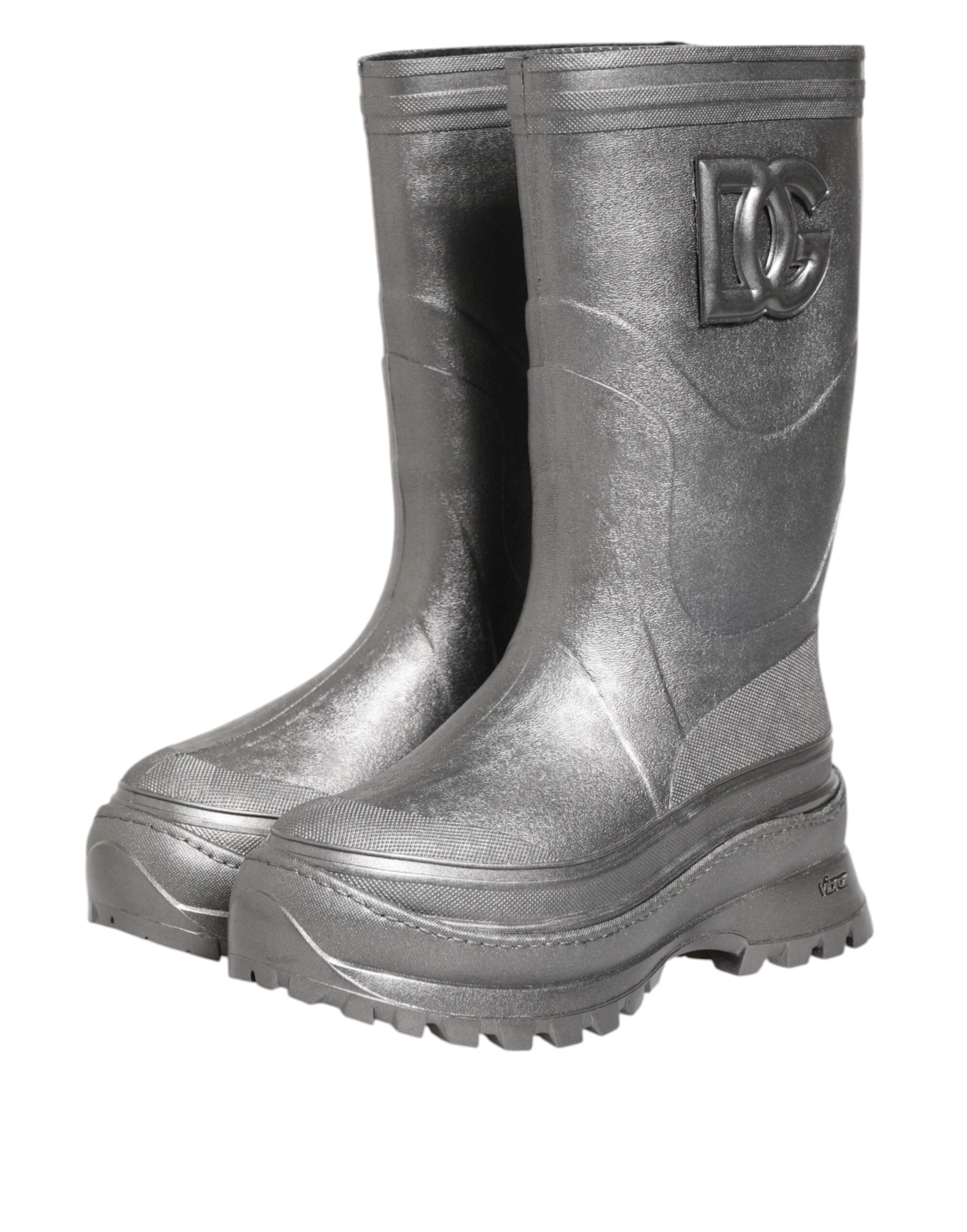 Metallic Silver Pull On Rain Boots Shoes - ventzia