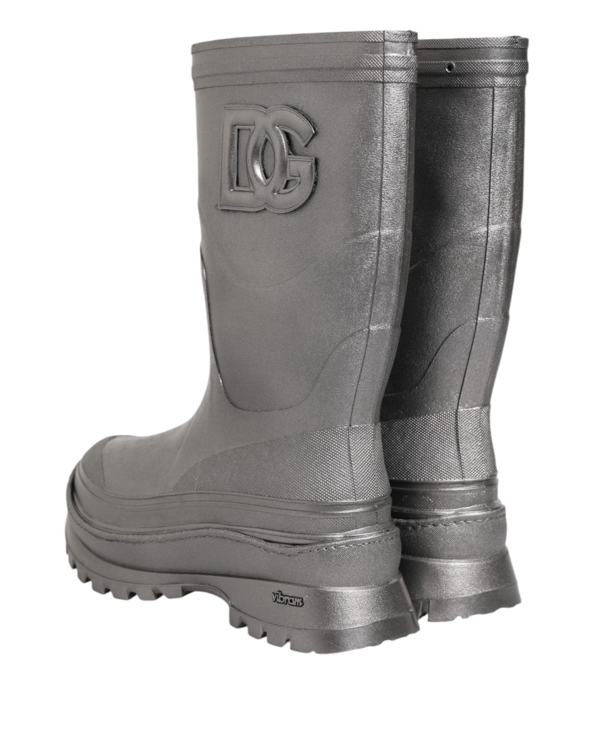 Metallic Silver Pull On Rain Boots Shoes - ventzia