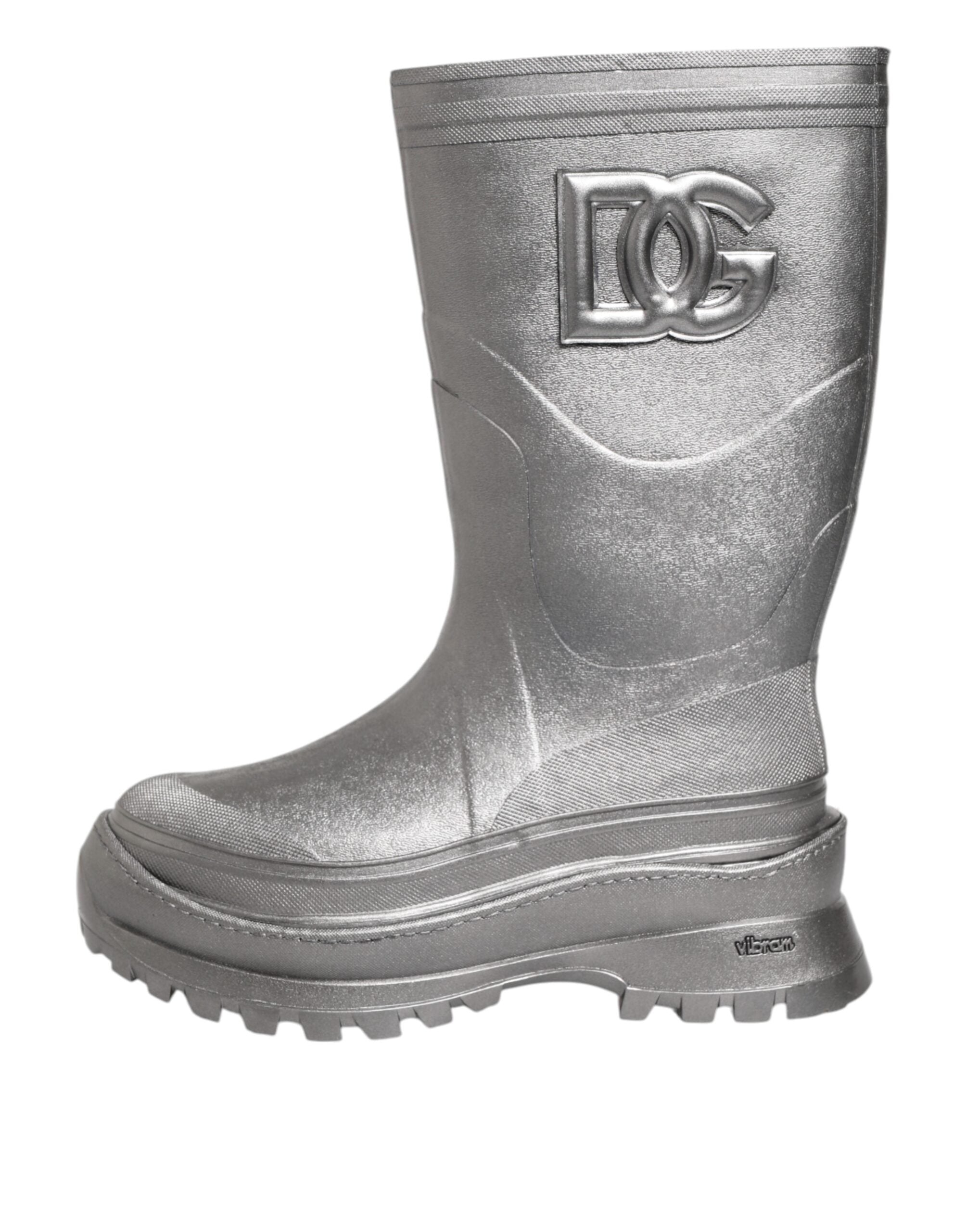 Metallic Silver Pull On Rain Boots Shoes - ventzia