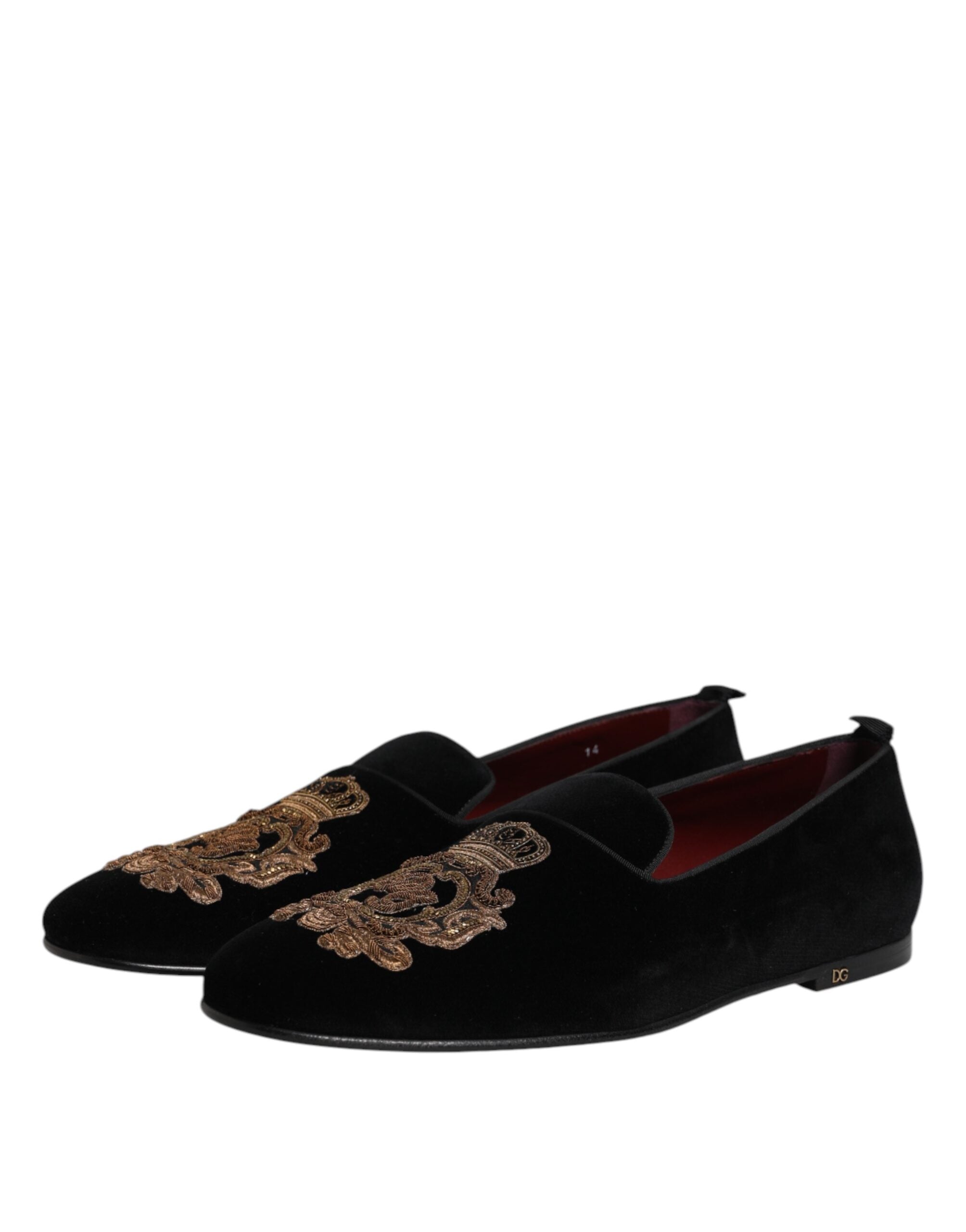 Black Velvet Gold Crown Mens Loafers Shoes - ventzia