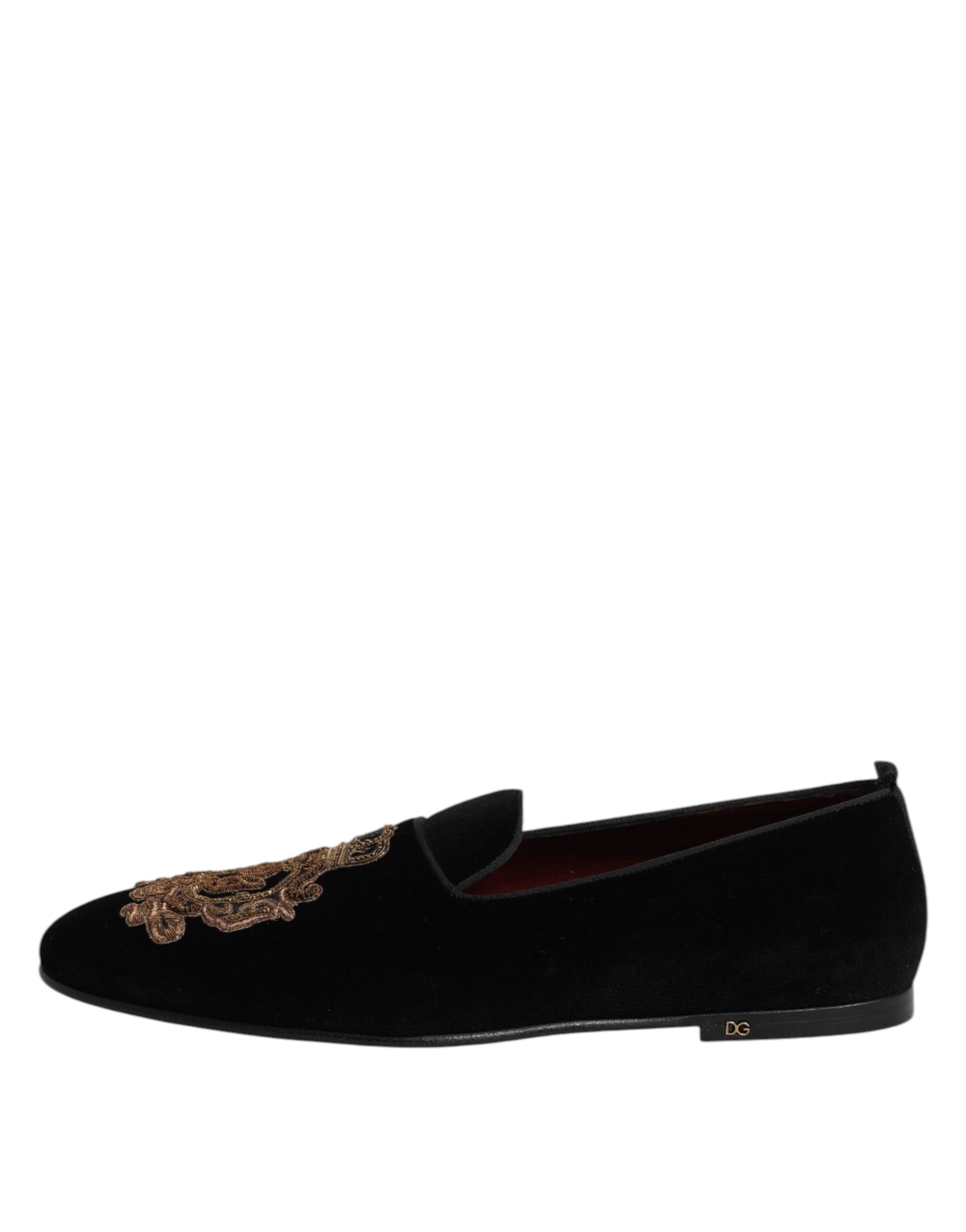 Black Velvet Gold Crown Mens Loafers Shoes - ventzia