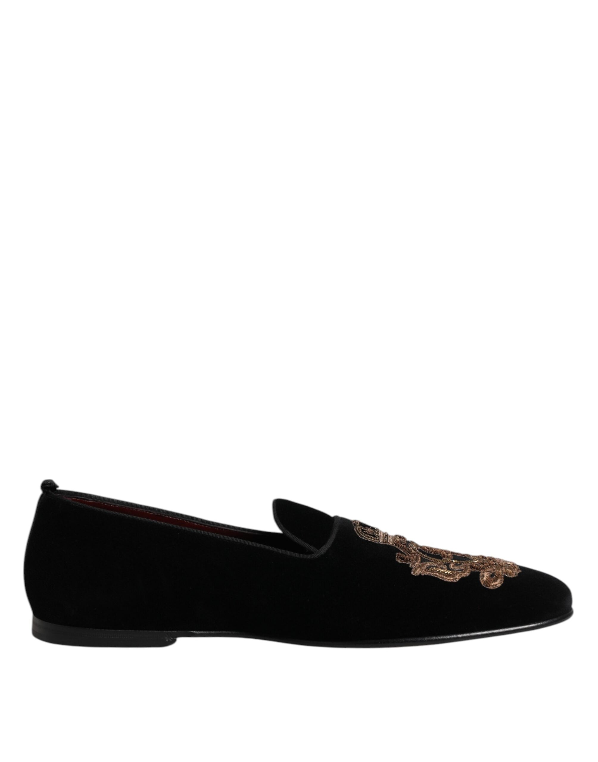Black Velvet Gold Crown Mens Loafers Shoes - ventzia