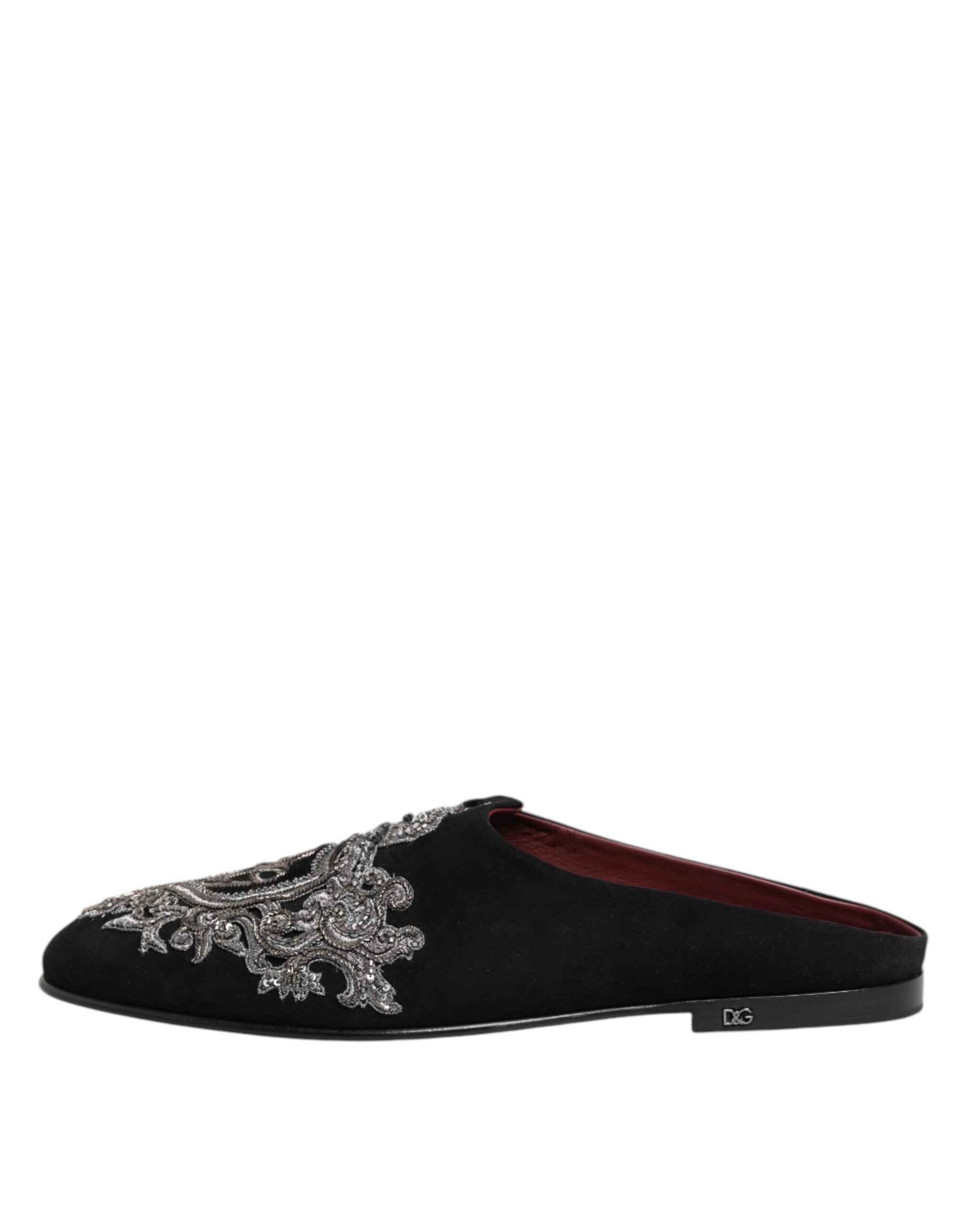 Black Velvet Slides DG Crown Slipper Shoes - ventzia