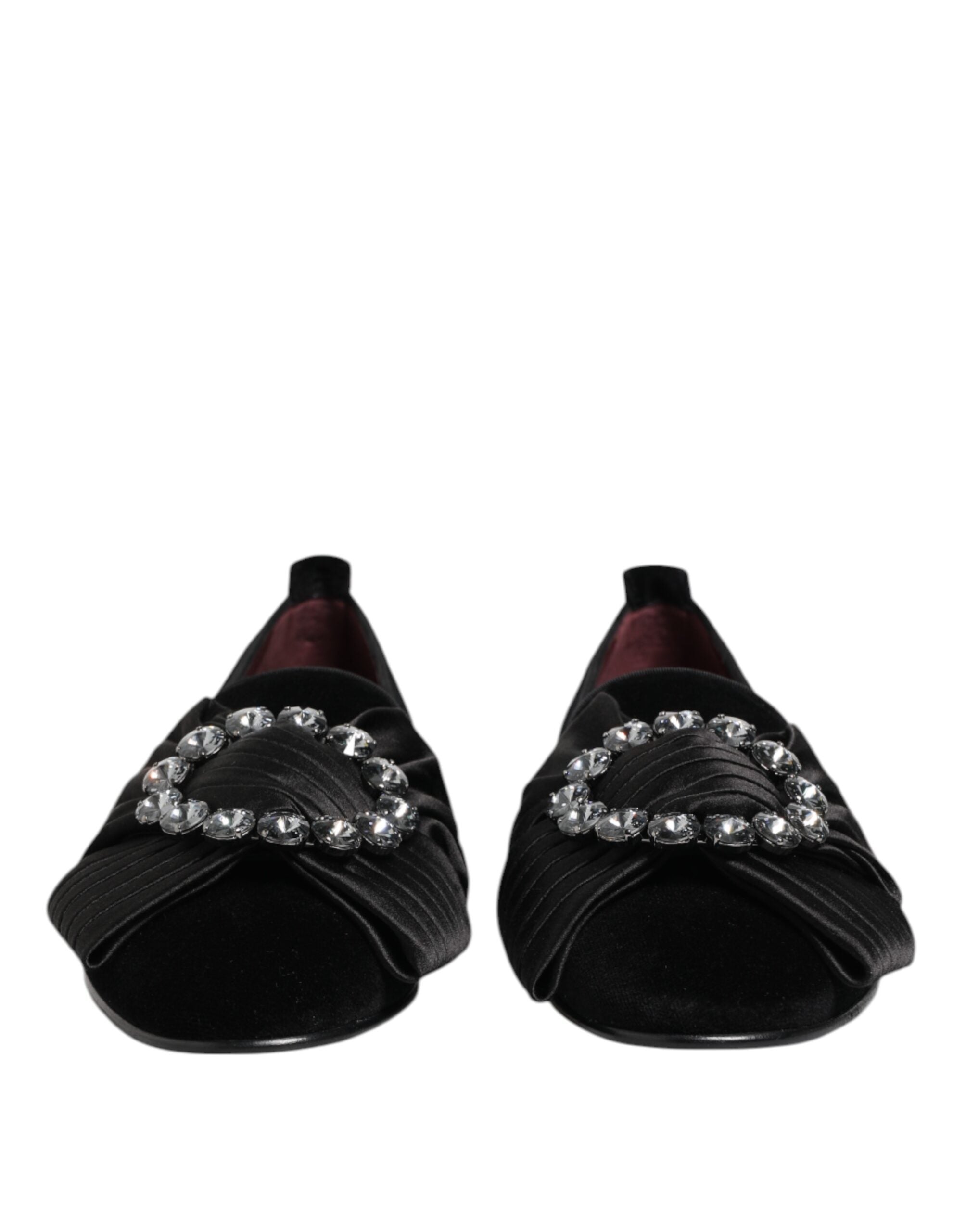 Black VATICANO Crystal Ribbon Slip On Shoes - ventzia