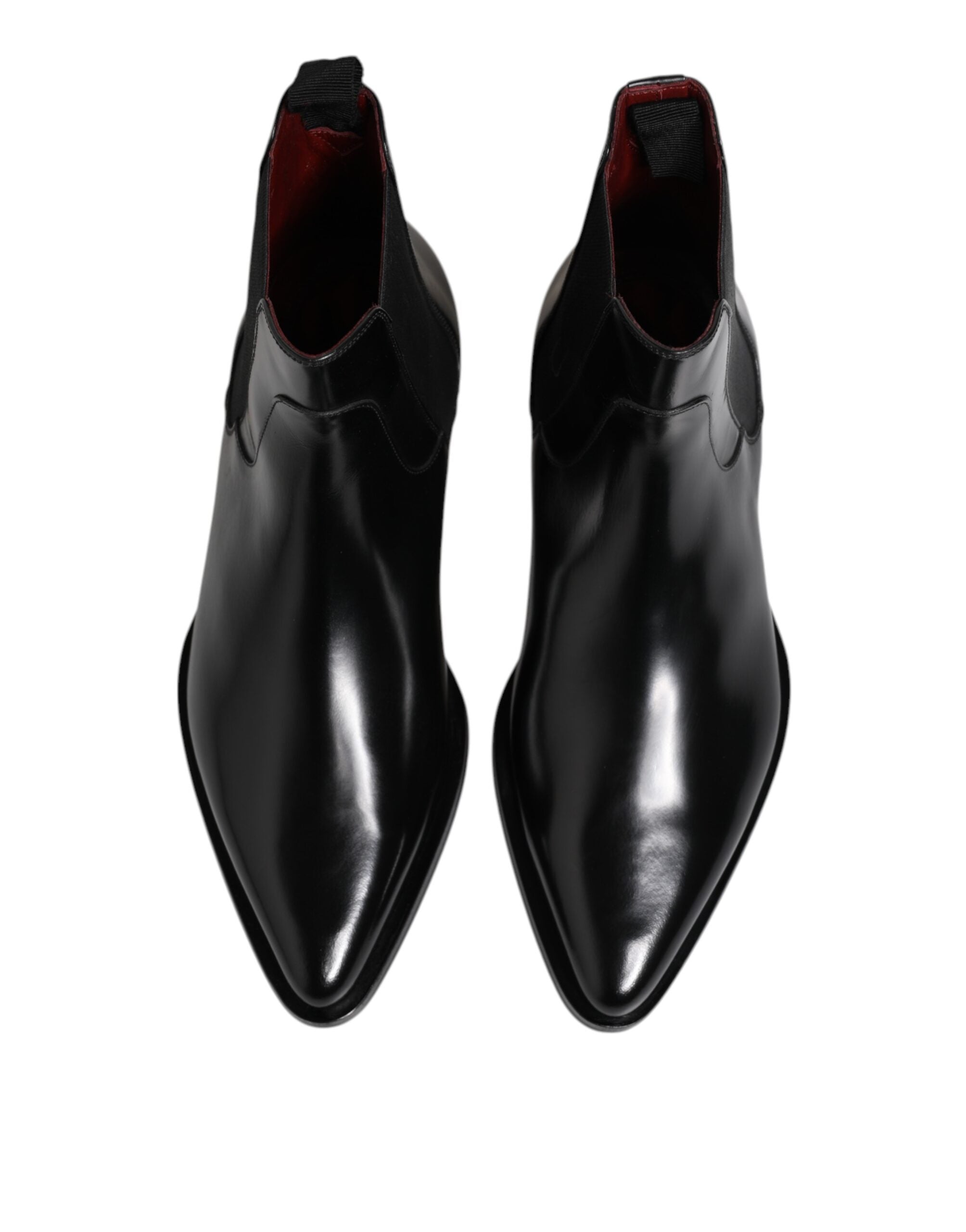 Black Leather MILLENIALS Mid Calf Boots Shoes - ventzia