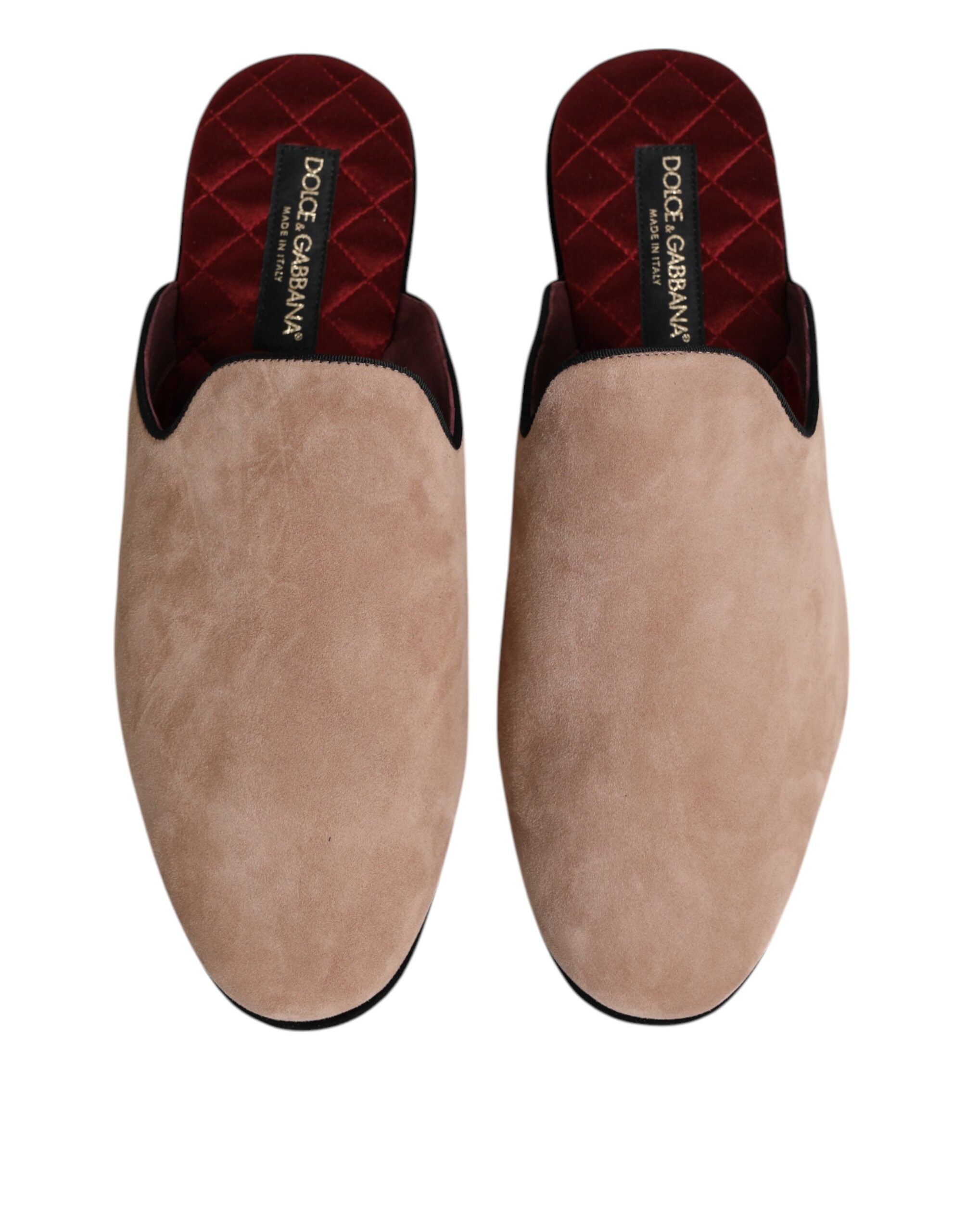 Beige Suede Leather Slides Flat Slipper Shoes - ventzia