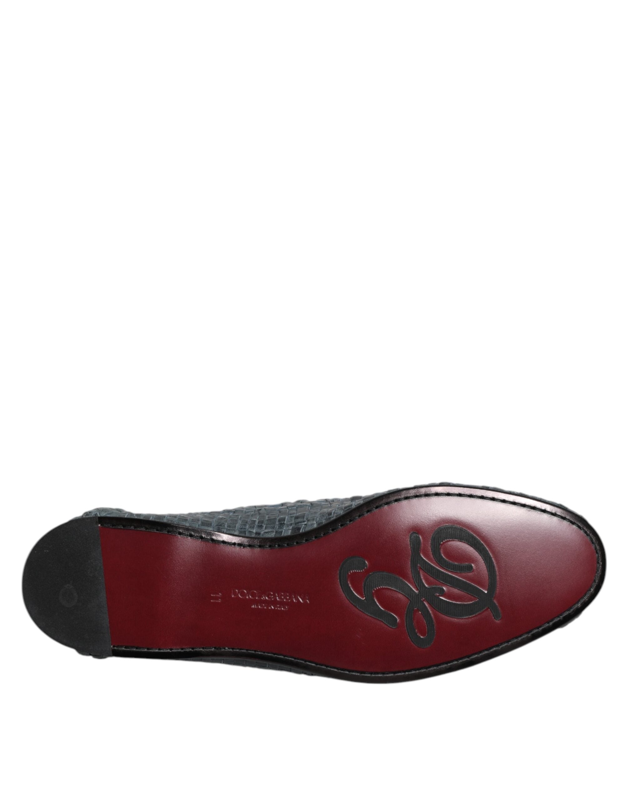 Blue Woven Raffia Slip On Loafers Shoes - ventzia