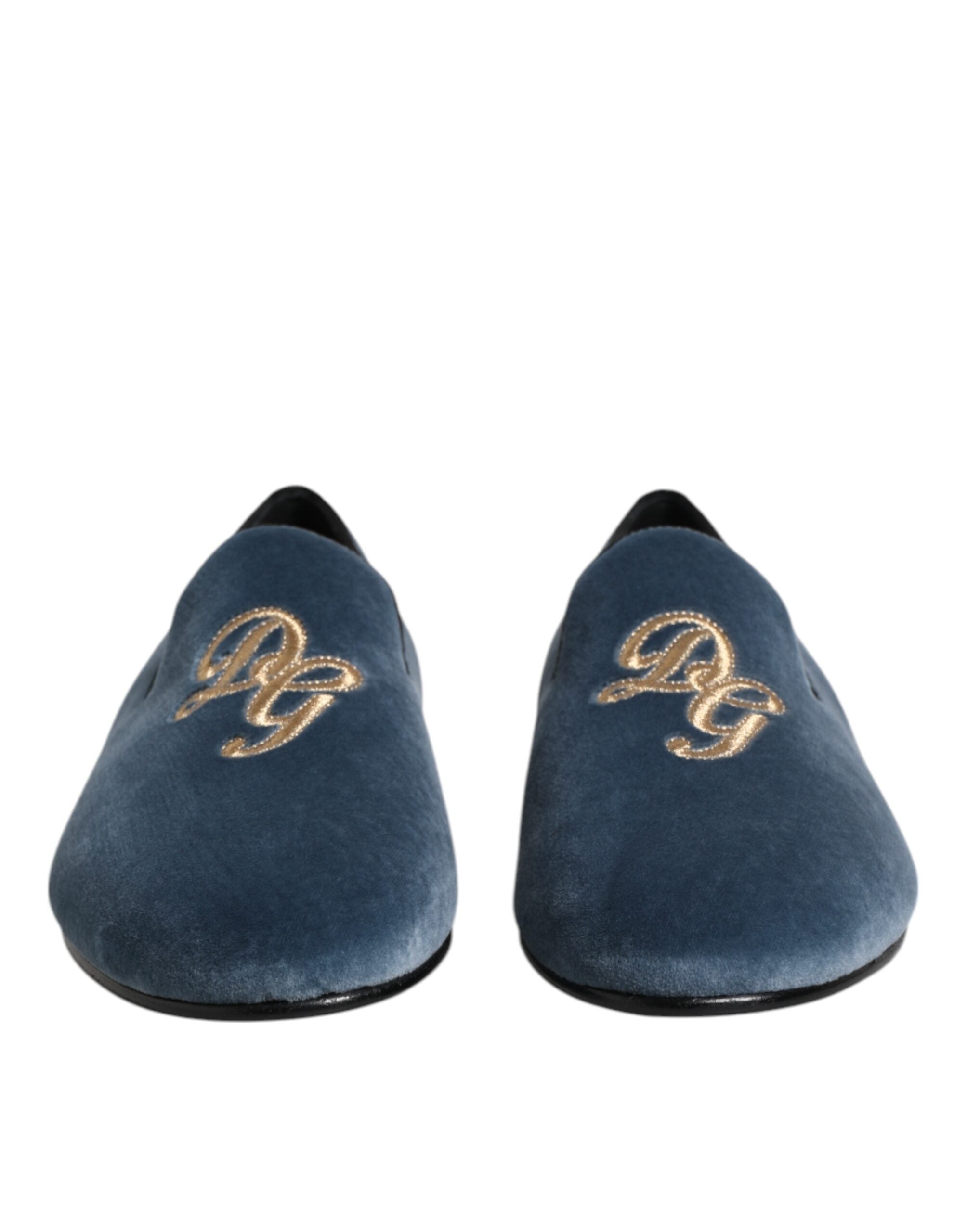 Blue Velvet DG Logo Loafers Formal Shoes - ventzia