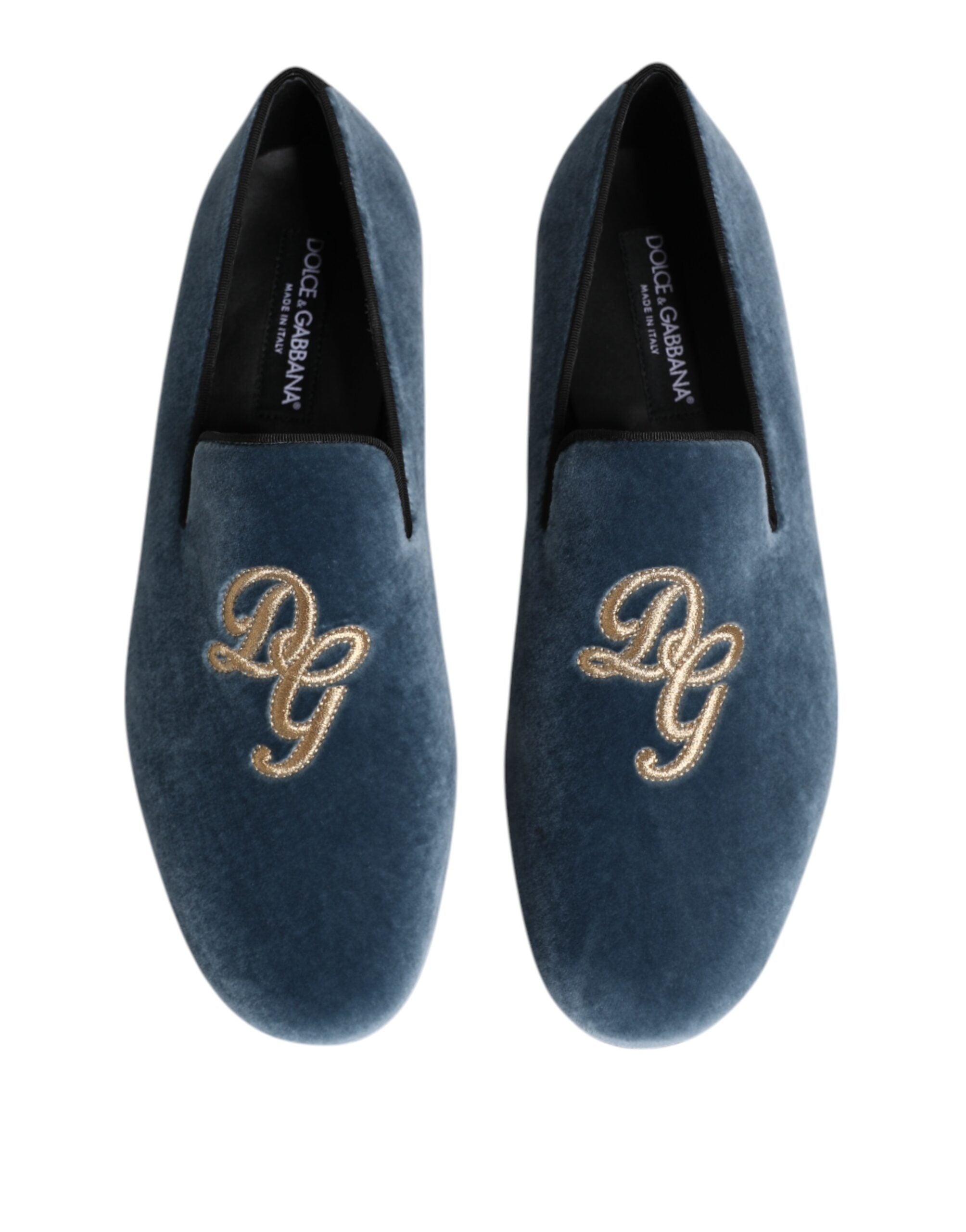 Blue Velvet DG Logo Loafers Formal Shoes - ventzia