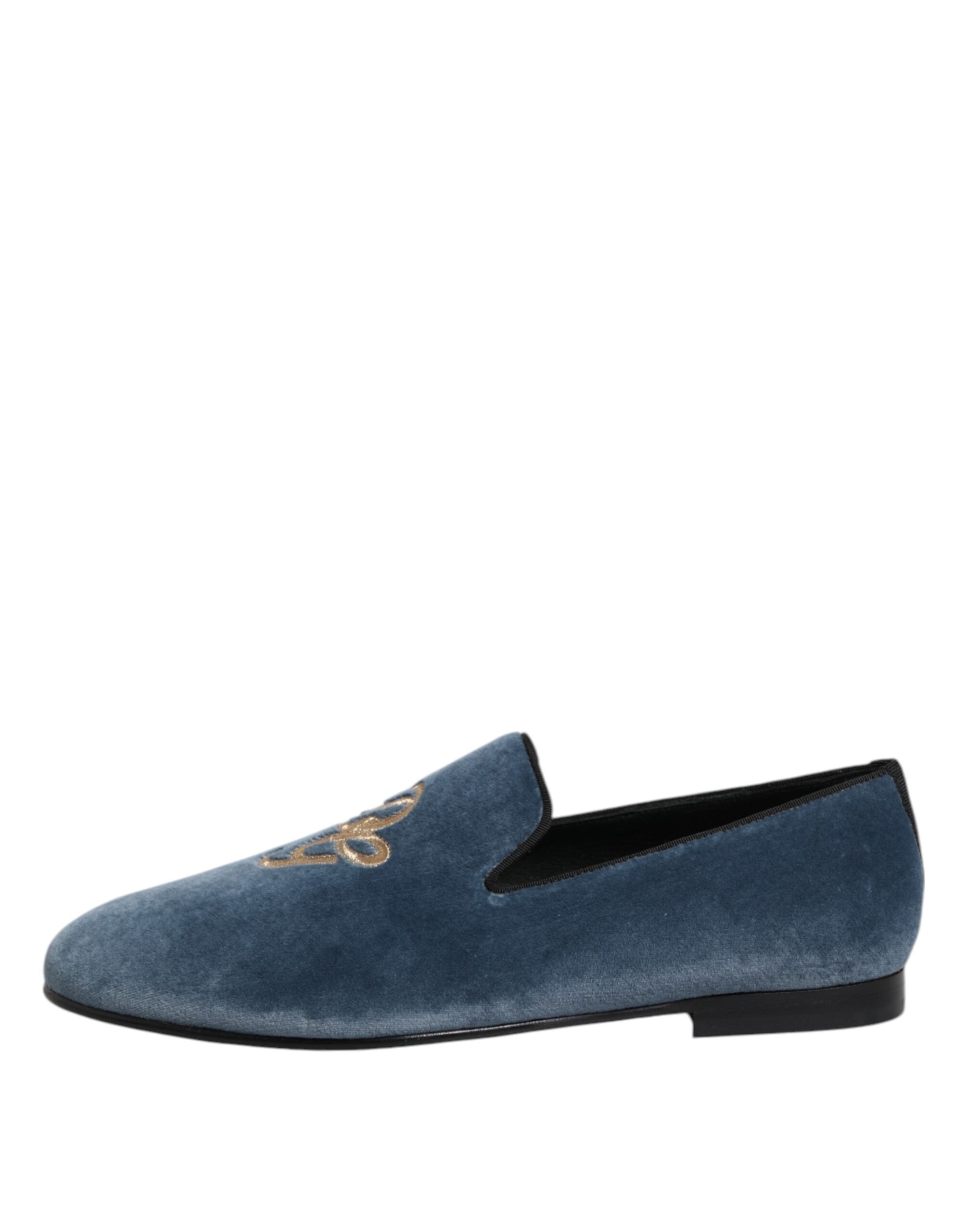 Blue Velvet DG Logo Loafers Formal Shoes - ventzia