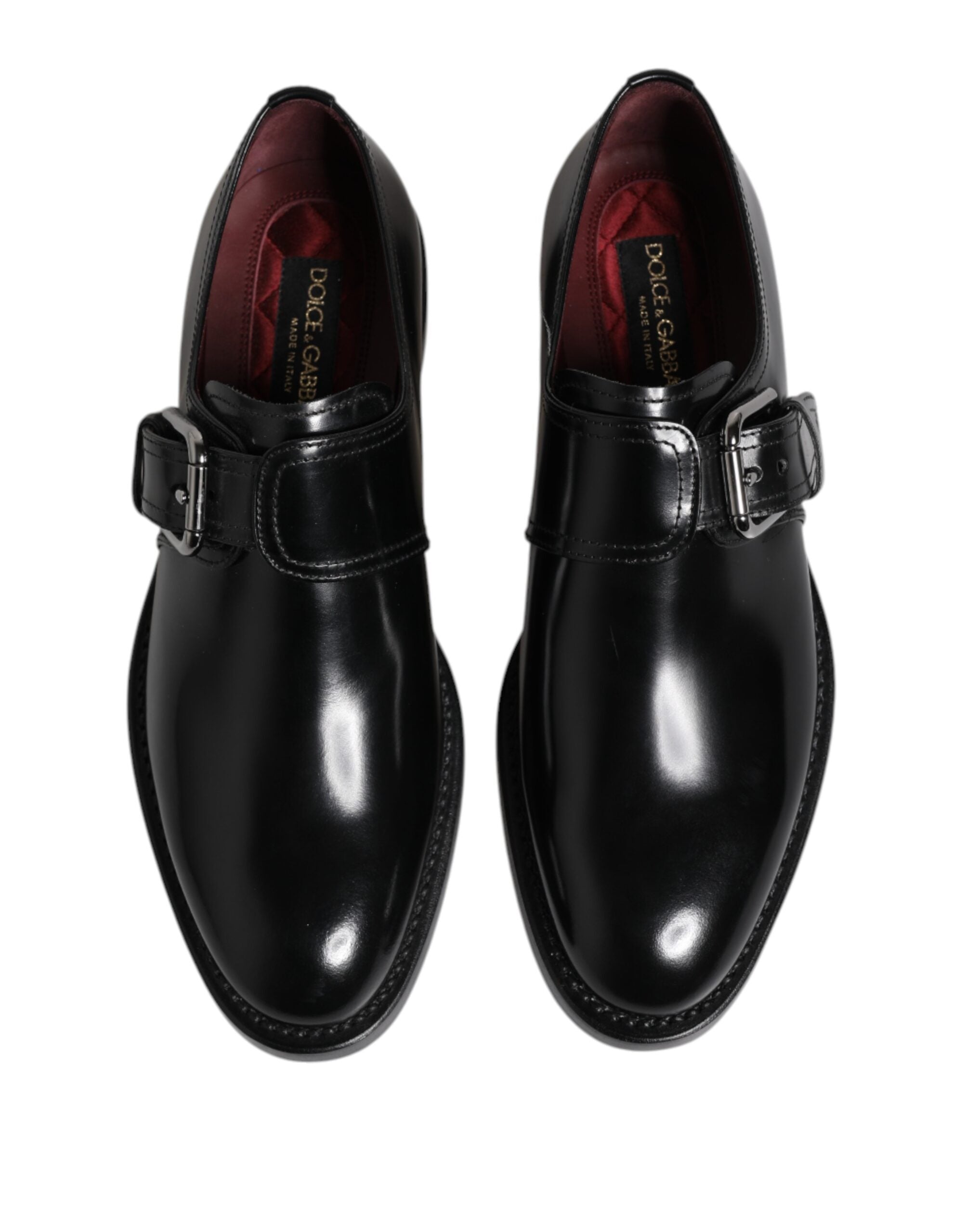 Black Leather Monk Strap Derby Formal Shoes - ventzia