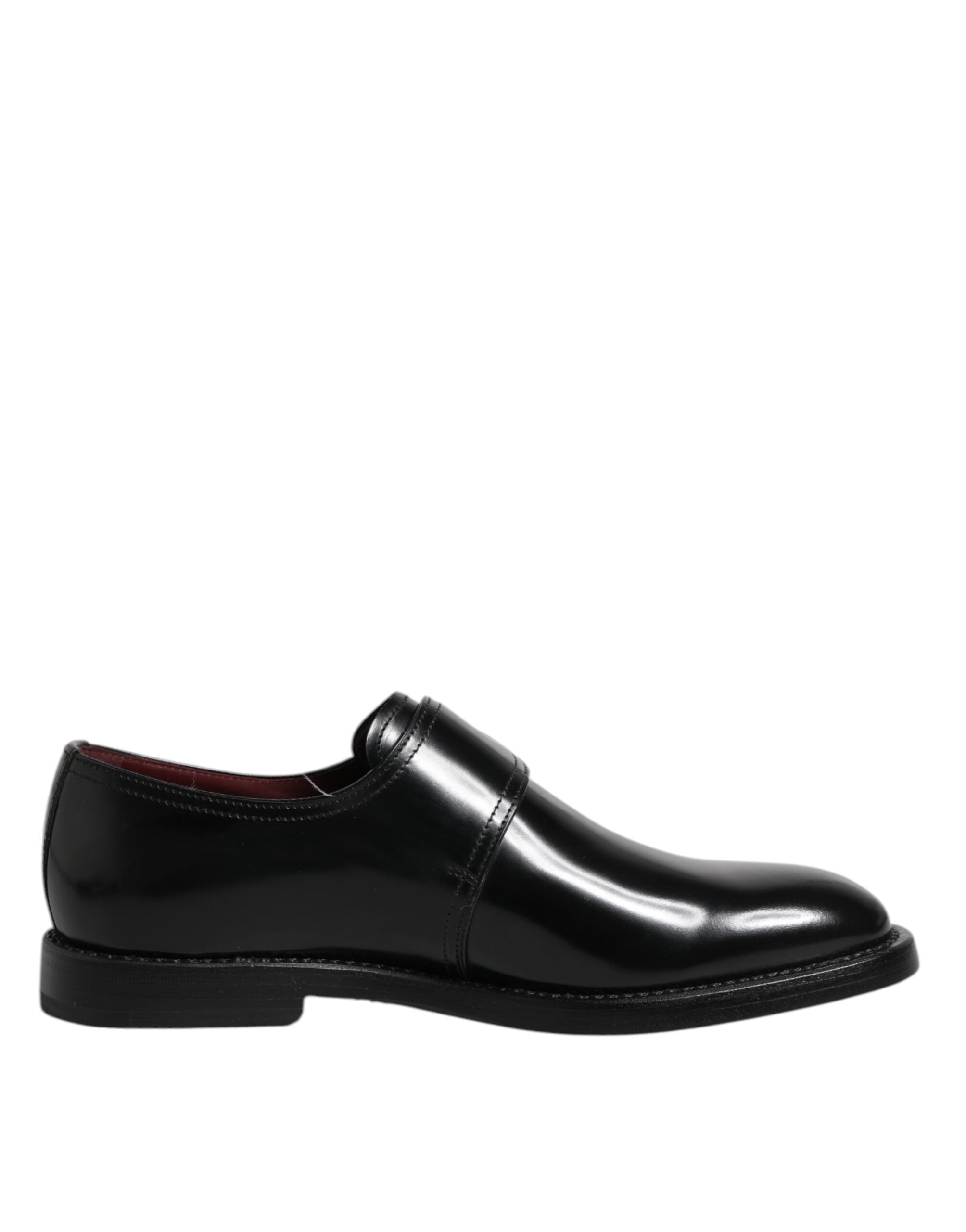 Black Leather Monk Strap Derby Formal Shoes - ventzia