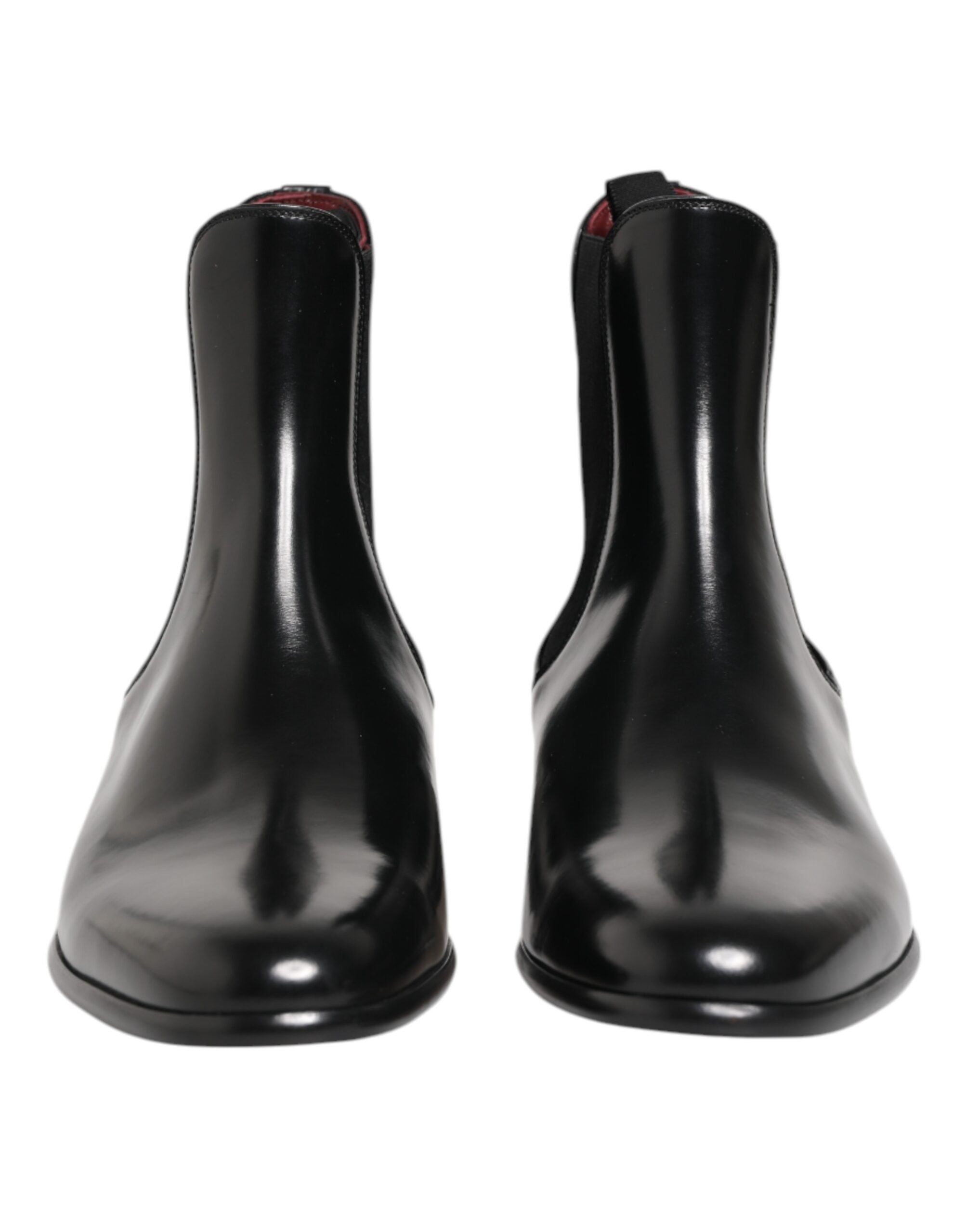 Black Chelsea Slip On Mid Calf Boots Shoes - ventzia