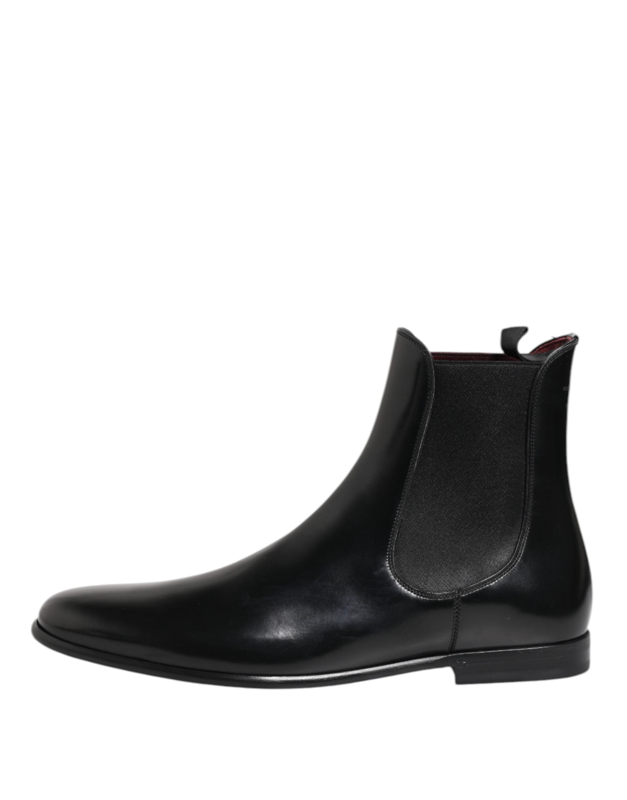 Black Chelsea Slip On Mid Calf Boots Shoes - ventzia