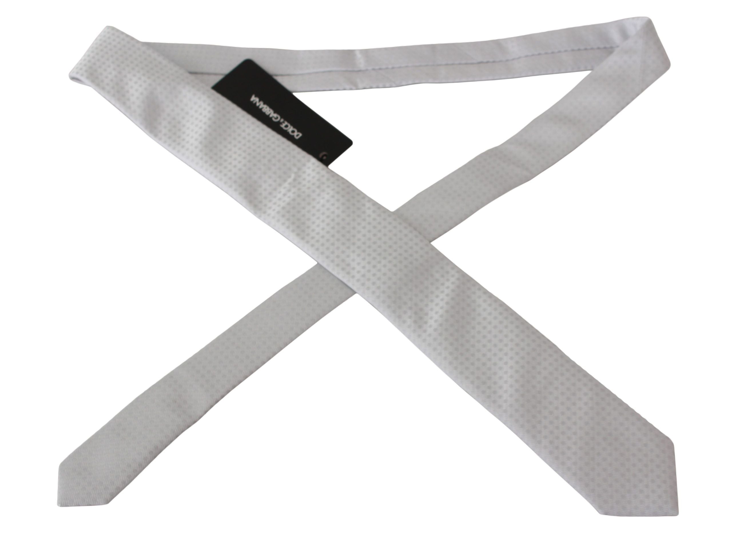 Elegant White Patterned Silk Blend Neck Tie - ventzia
