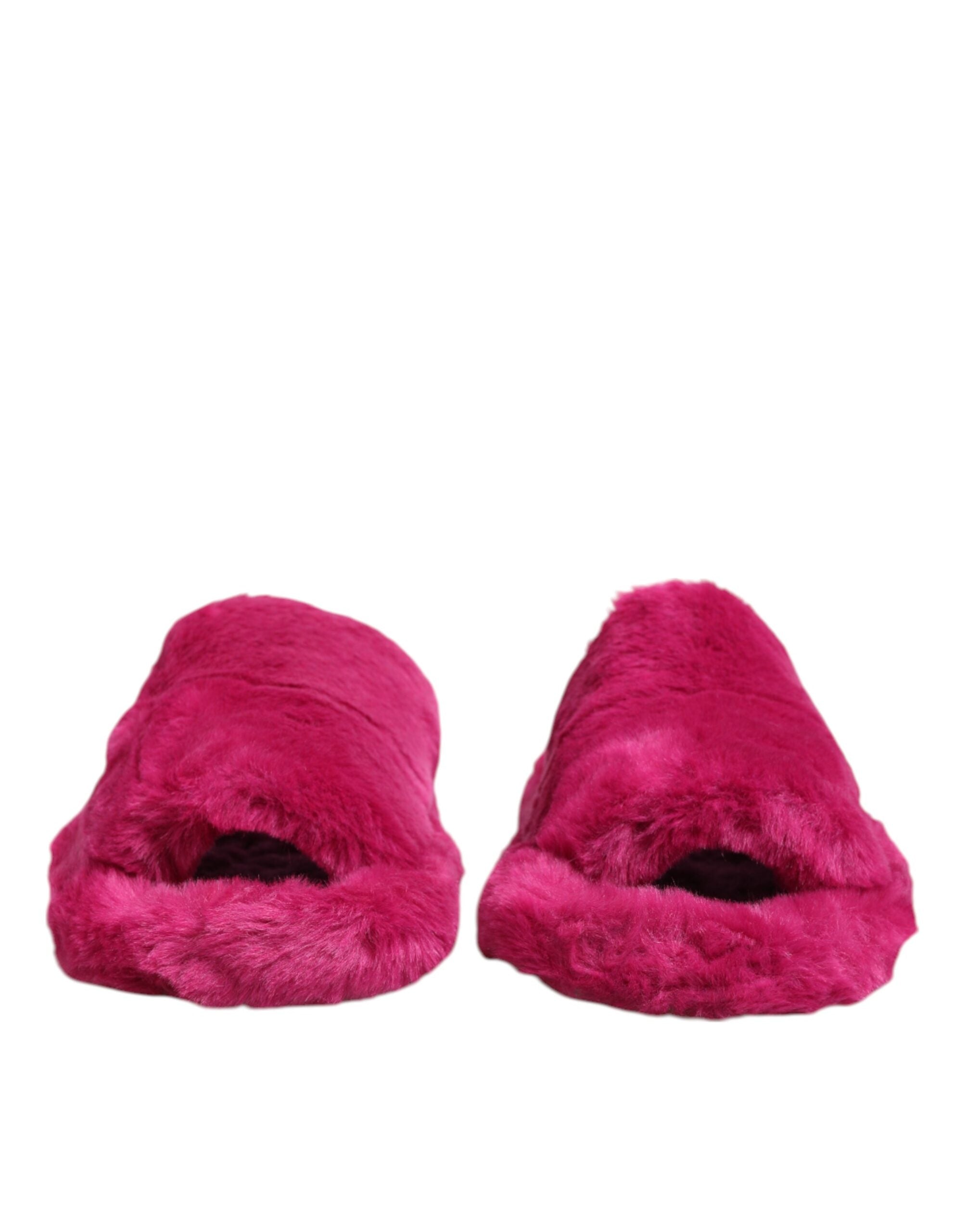 Pink Acrylic Faux Fur Mens Flats Sandals Shoes - ventzia