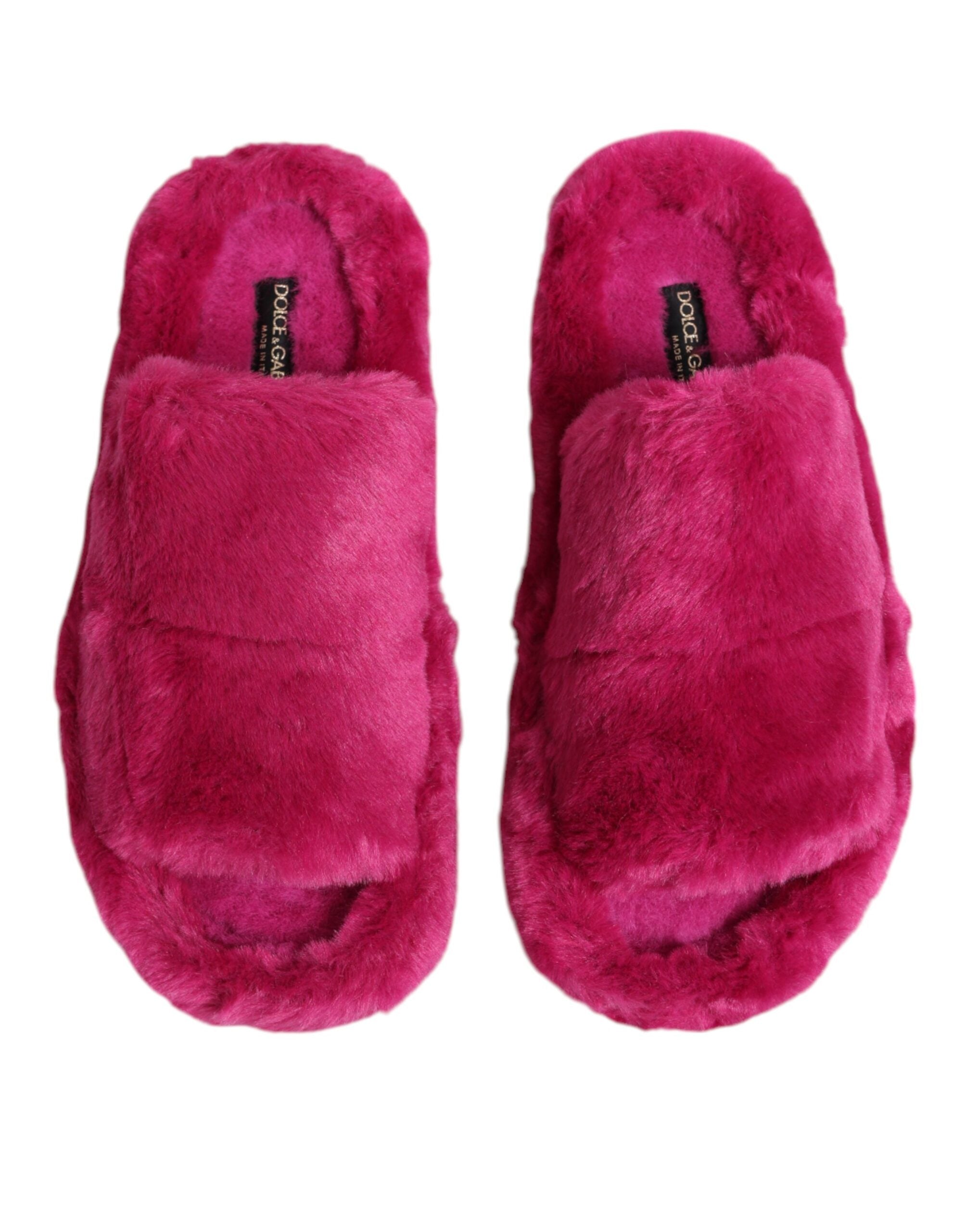 Pink Acrylic Faux Fur Mens Flats Sandals Shoes - ventzia