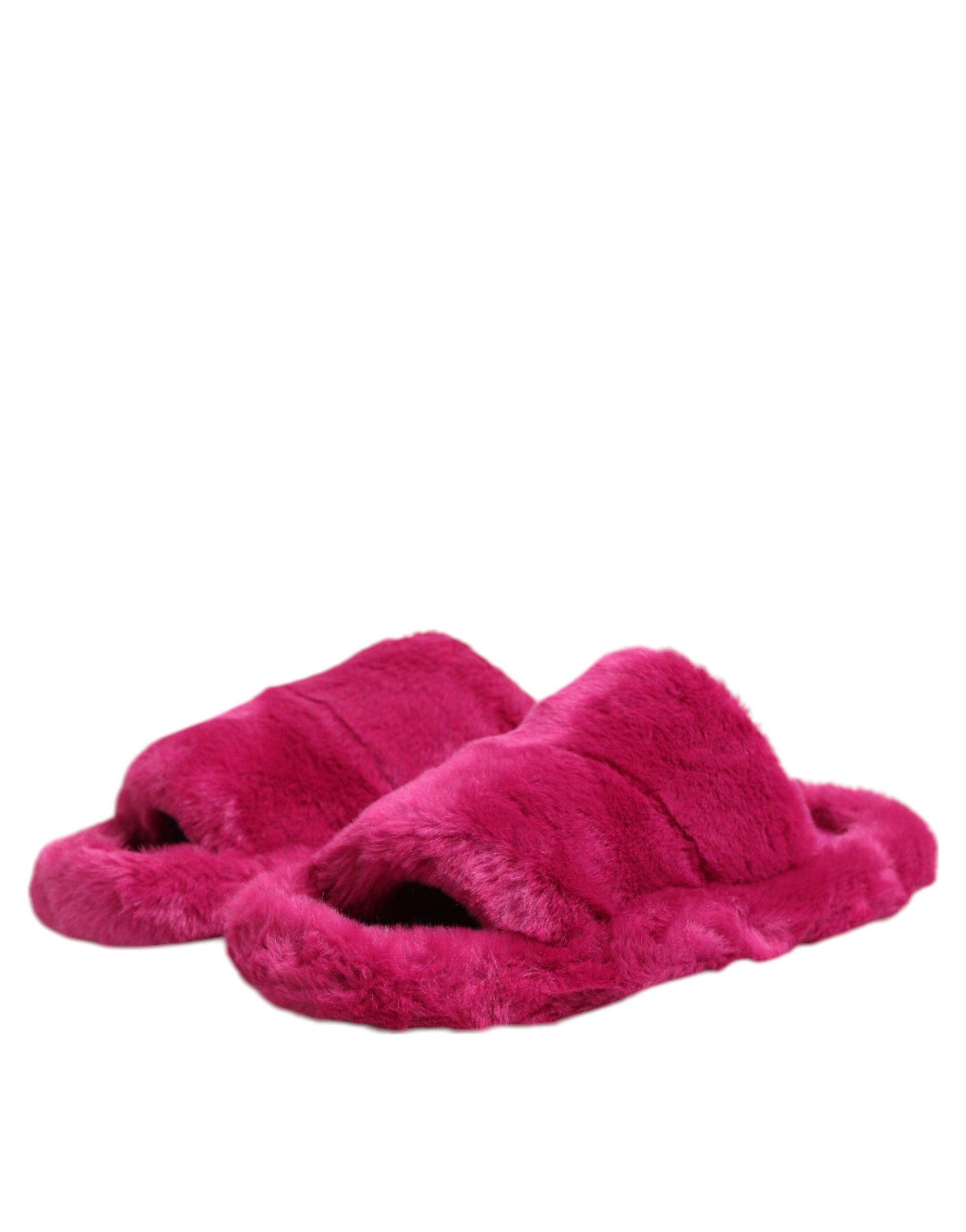 Pink Acrylic Faux Fur Mens Flats Sandals Shoes - ventzia