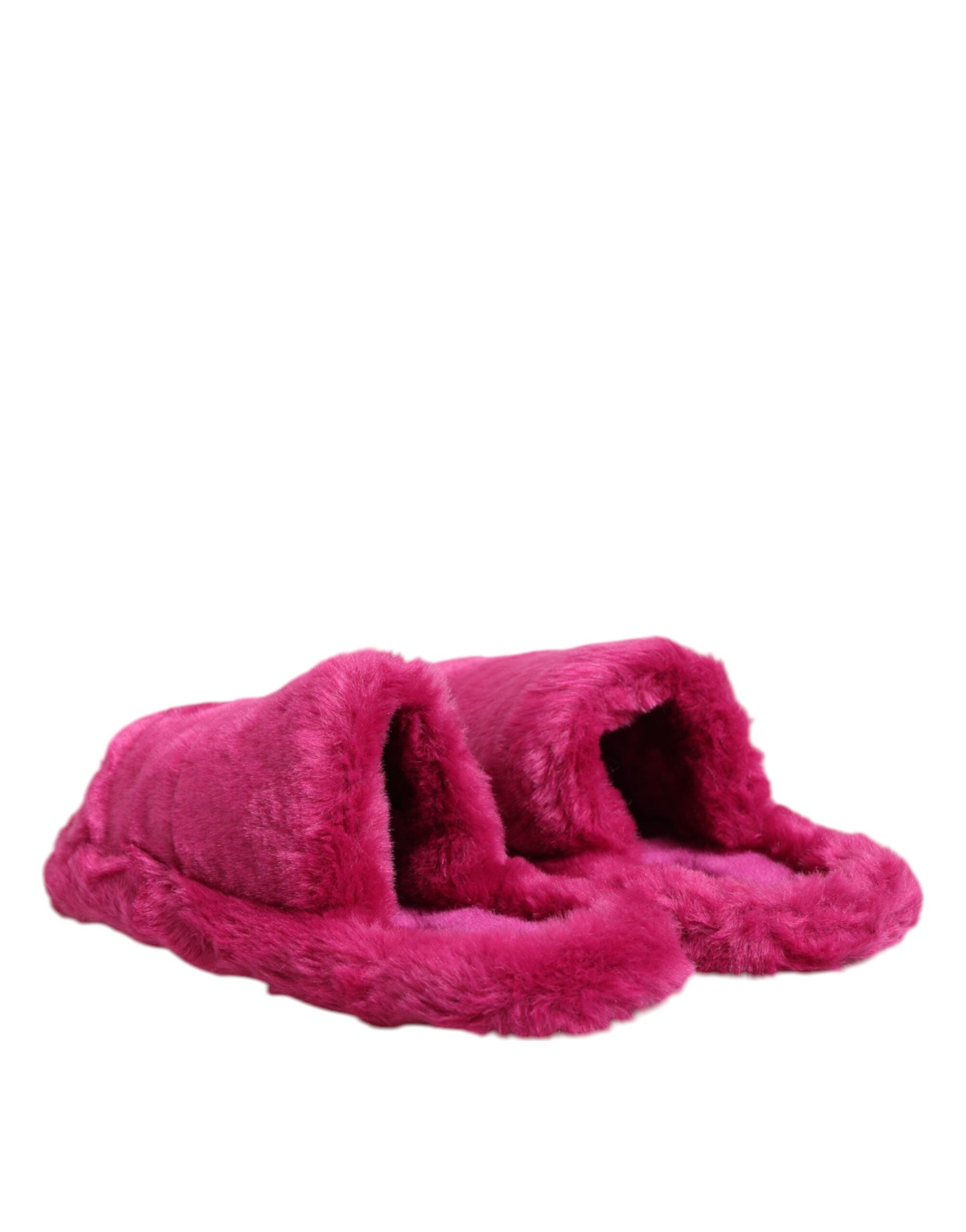 Pink Acrylic Faux Fur Mens Flats Sandals Shoes - ventzia