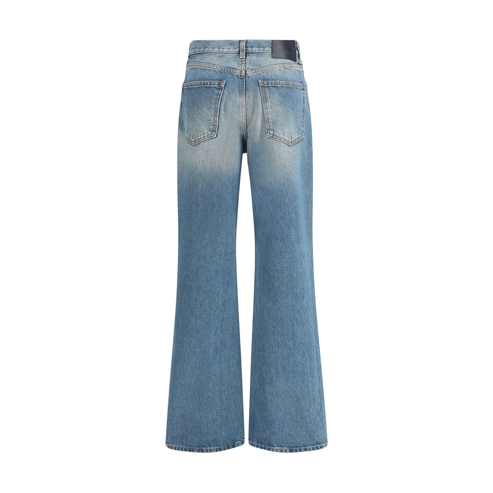 Light Blue Cotton Flared Jeans - ventzia
