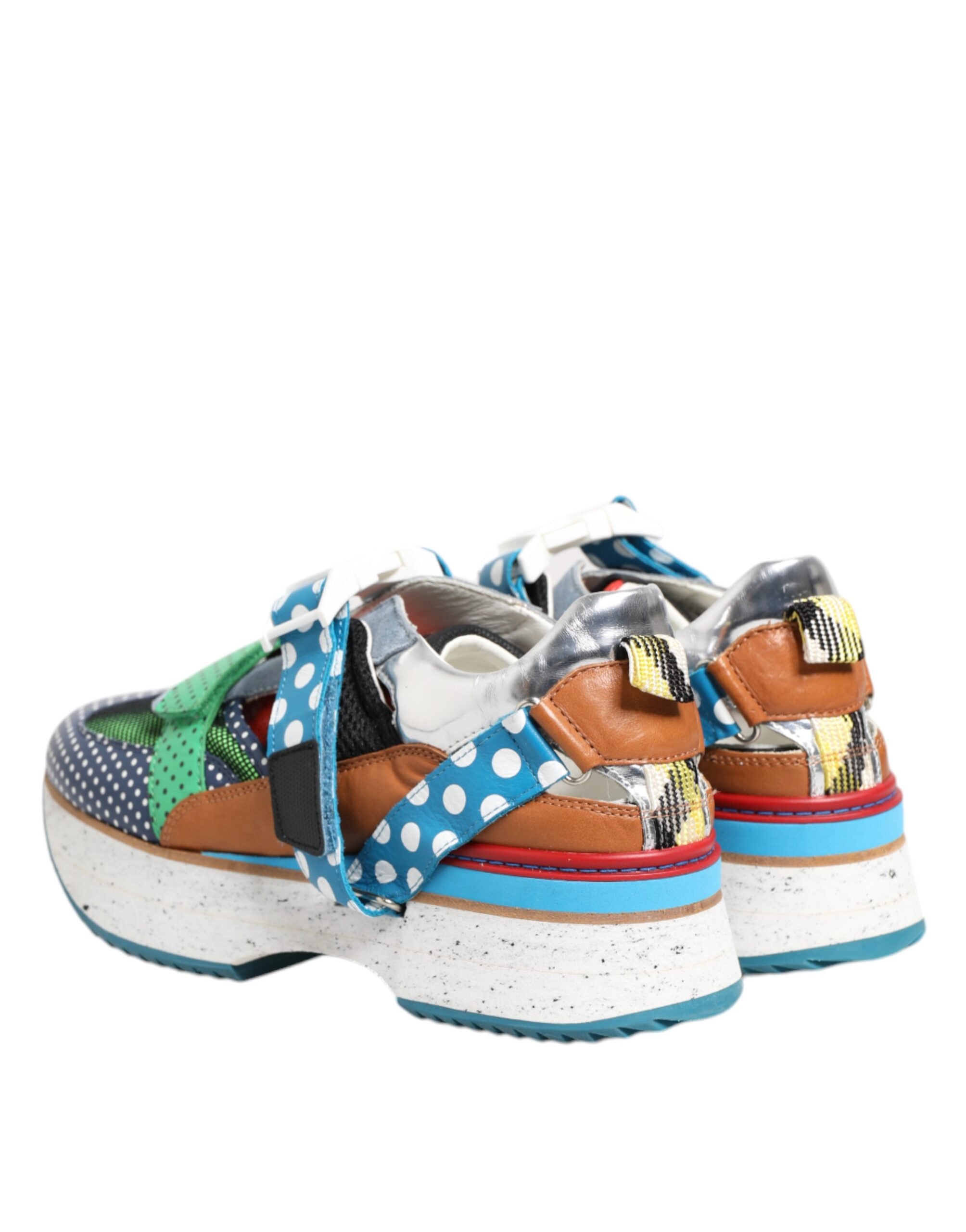 Multicolor Leather Low Top Sneakers Shoes - ventzia