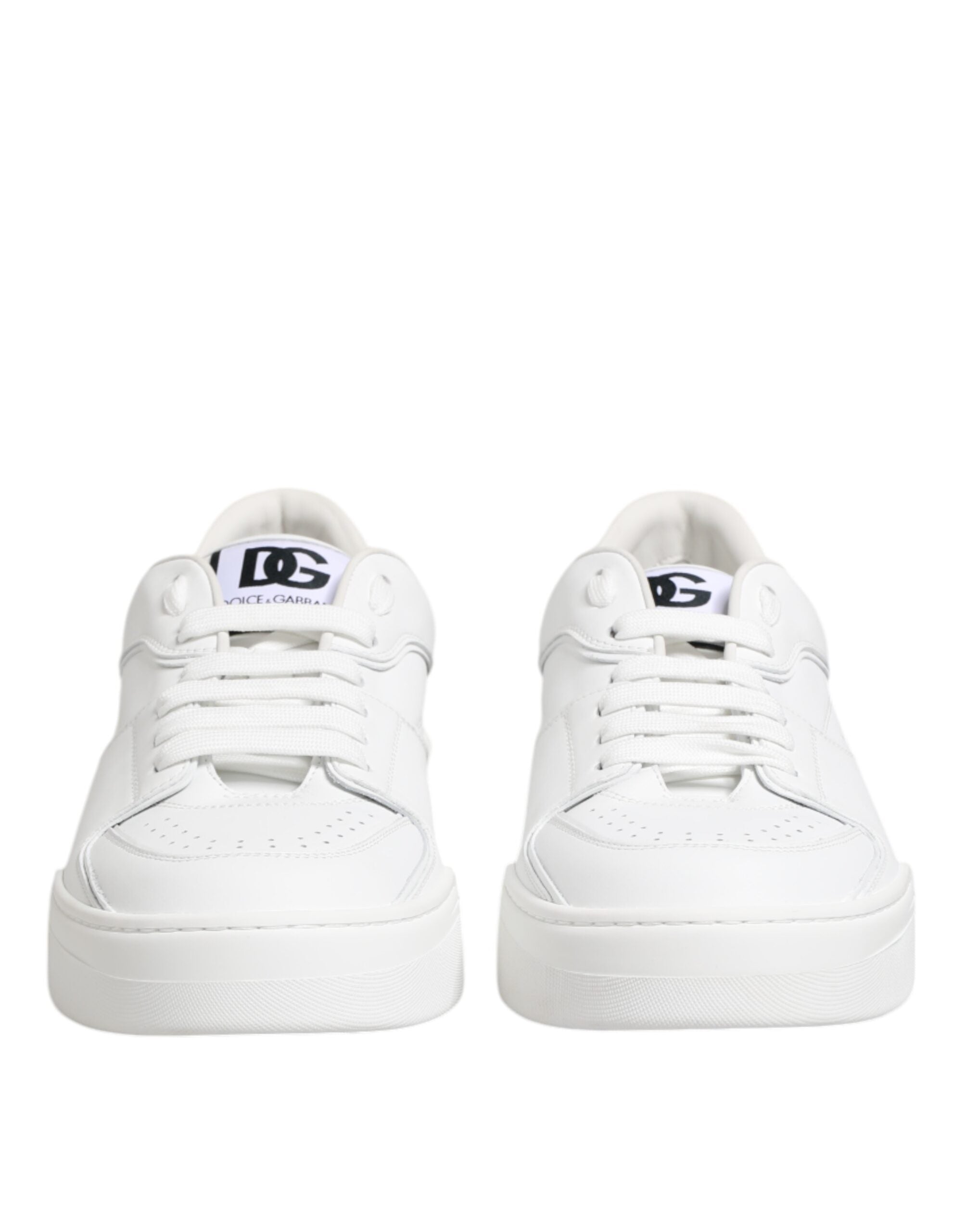 White Miami Leather Low Top Sneakers Shoes - ventzia
