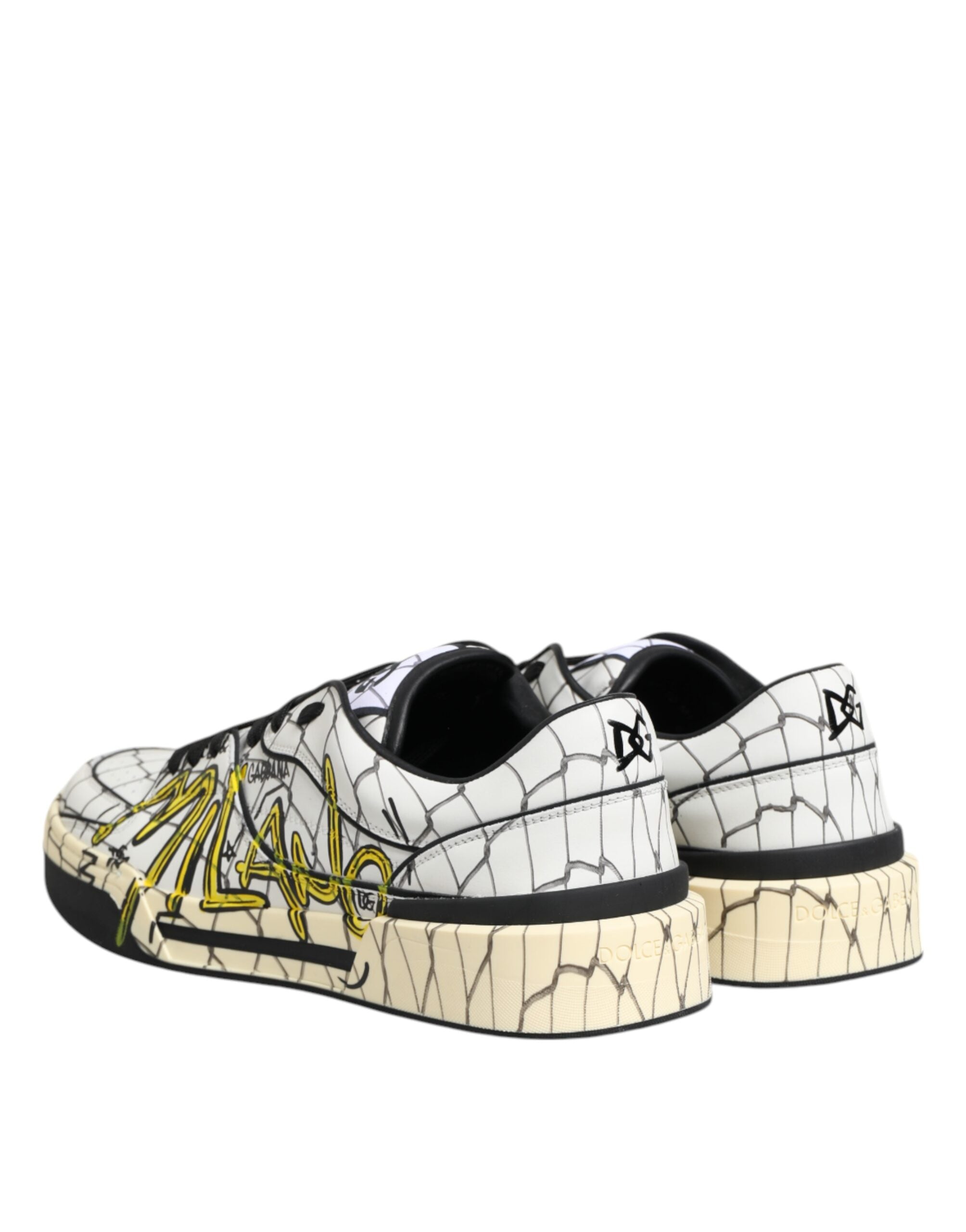 White Logo Print Low Top Men Sneakers Shoes - ventzia