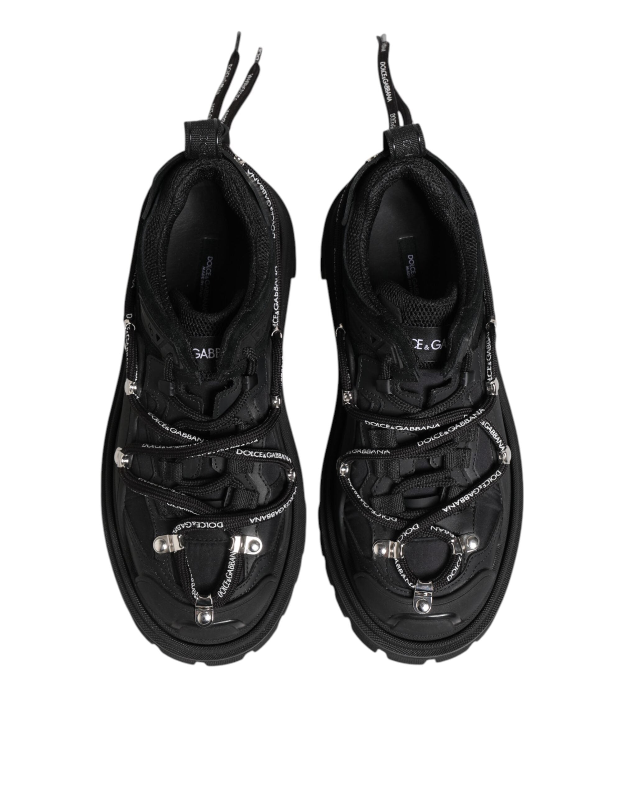 Black Low Top Lace Up Trekking Sneakers Shoes - ventzia