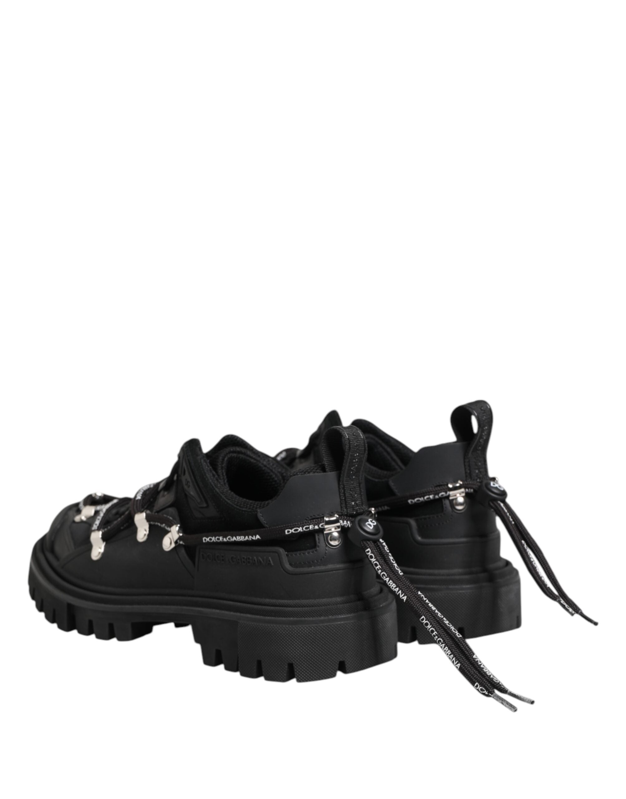 Black Low Top Lace Up Trekking Sneakers Shoes - ventzia