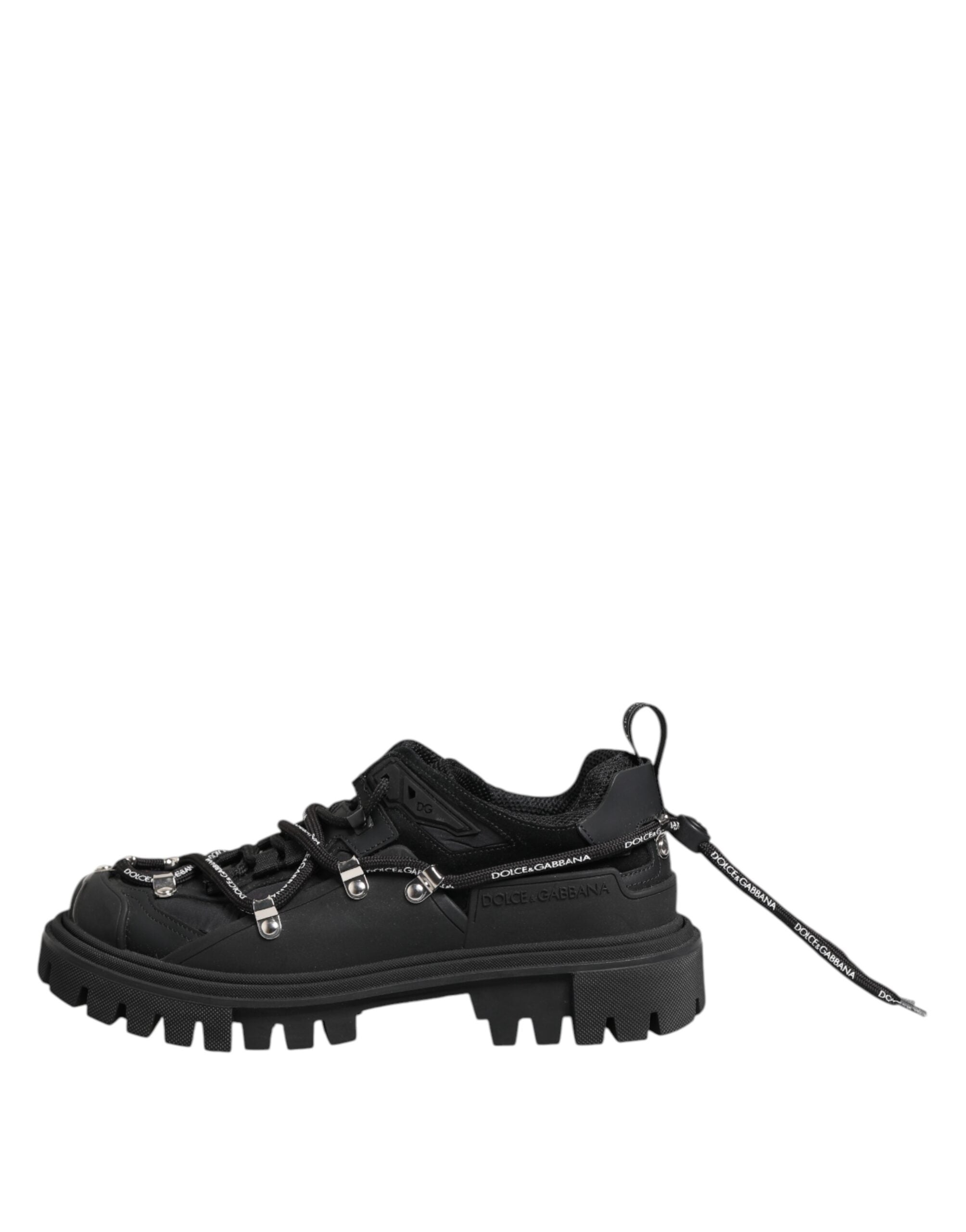 Black Low Top Lace Up Trekking Sneakers Shoes - ventzia