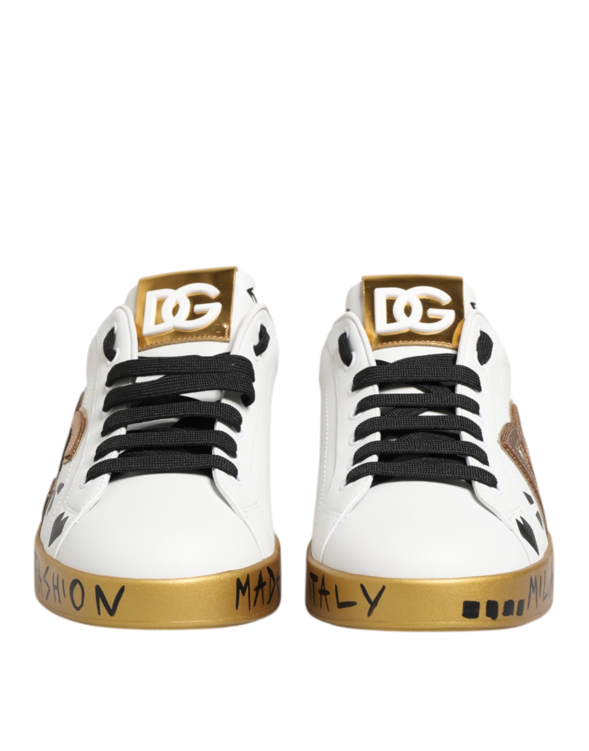 White Gold Crystal Portofino Sneakers Shoes - ventzia
