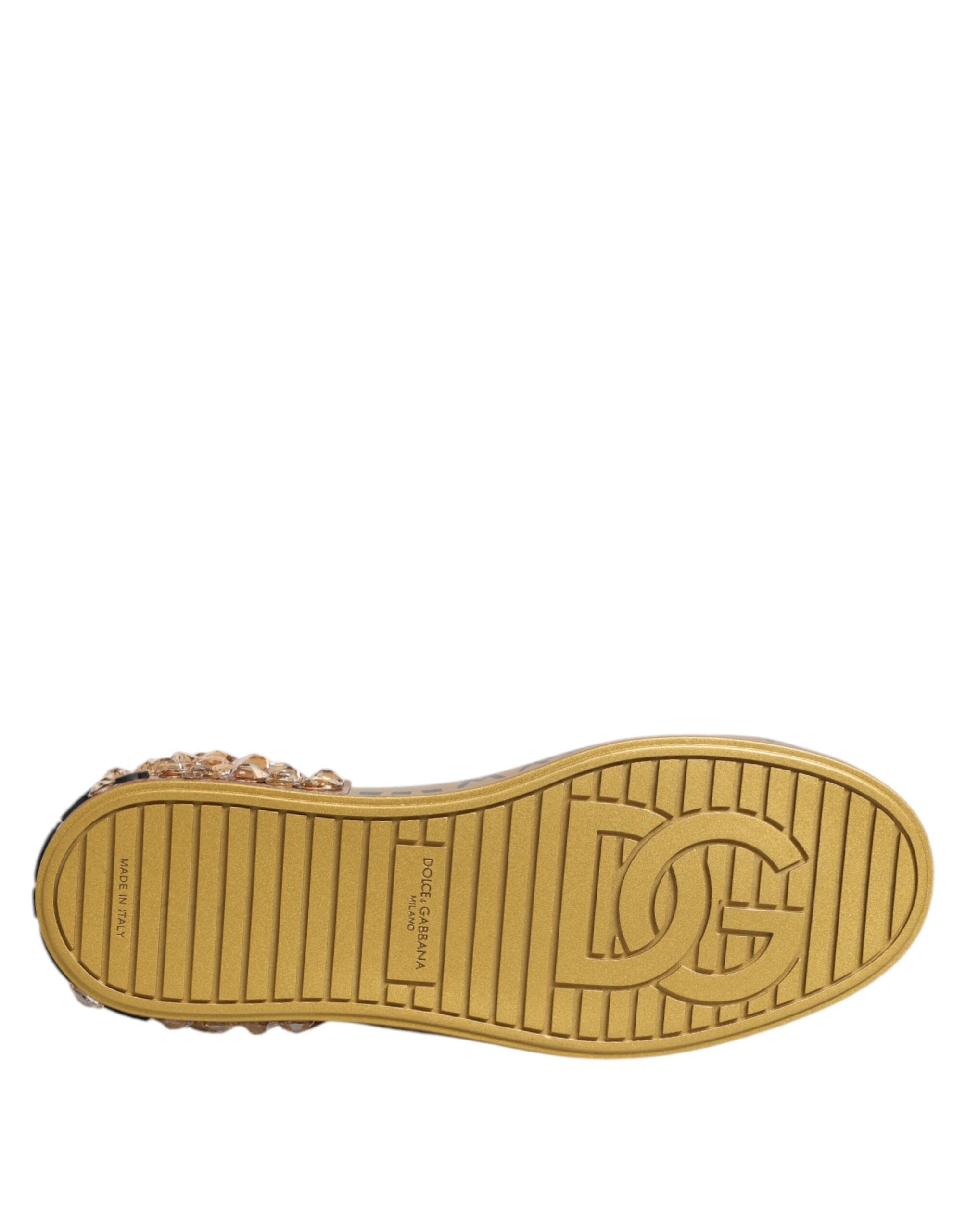 White Gold Crystal Portofino Sneakers Shoes - ventzia