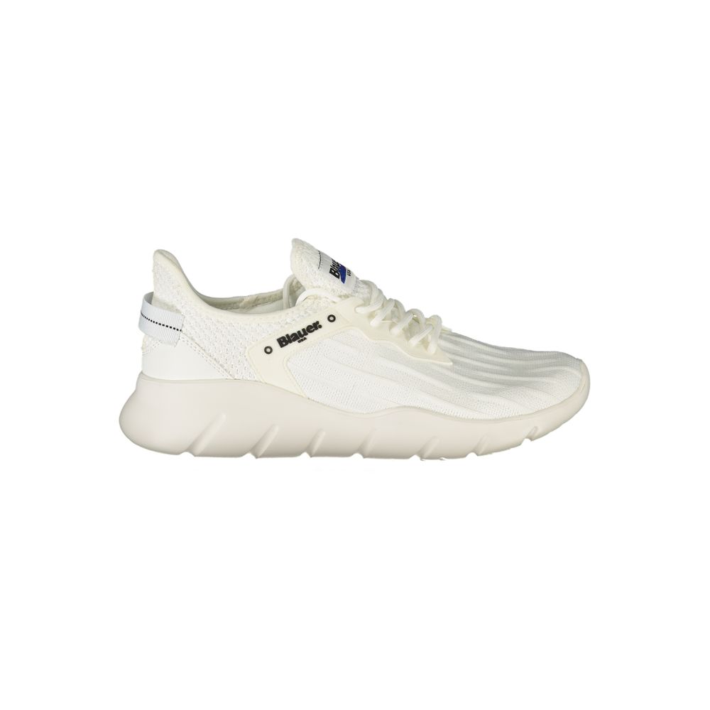 White Polyester Men Sneaker - ventzia