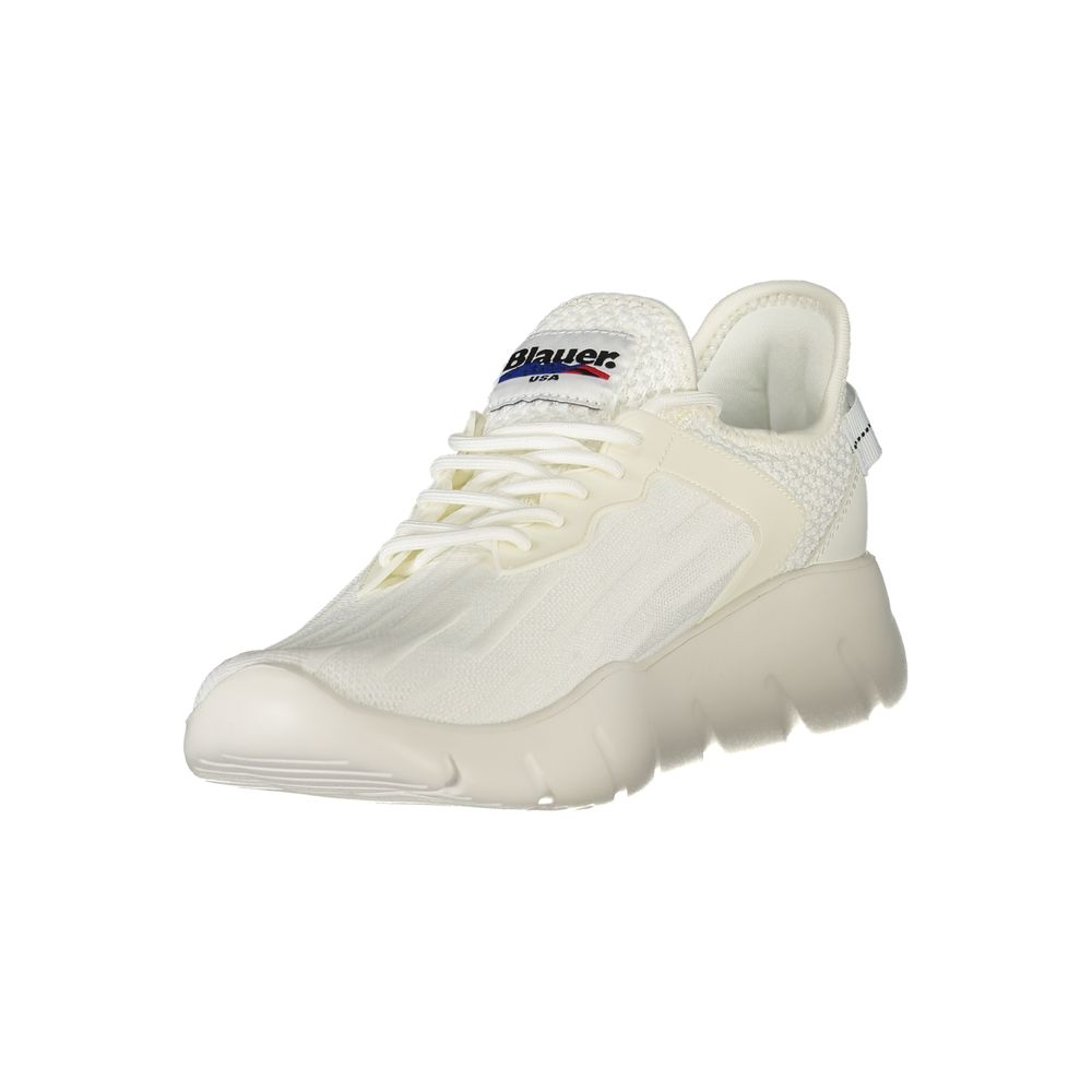 White Polyester Men Sneaker - ventzia