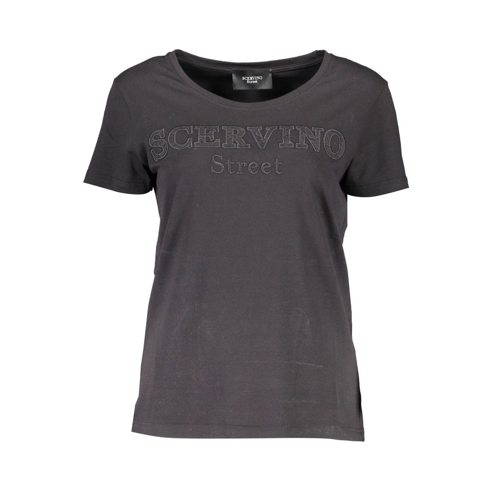 Black Cotton Women T-Shirt - ventzia