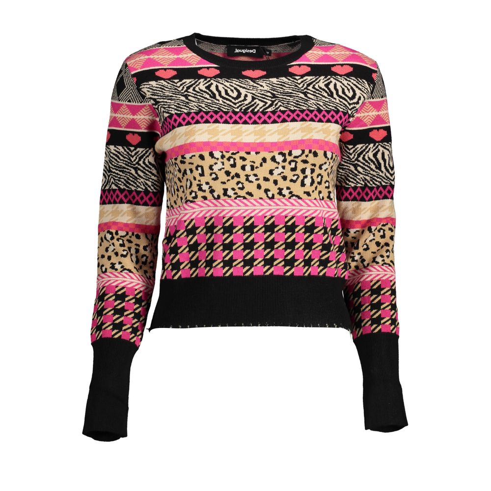 Black Polyester Sweater - ventzia