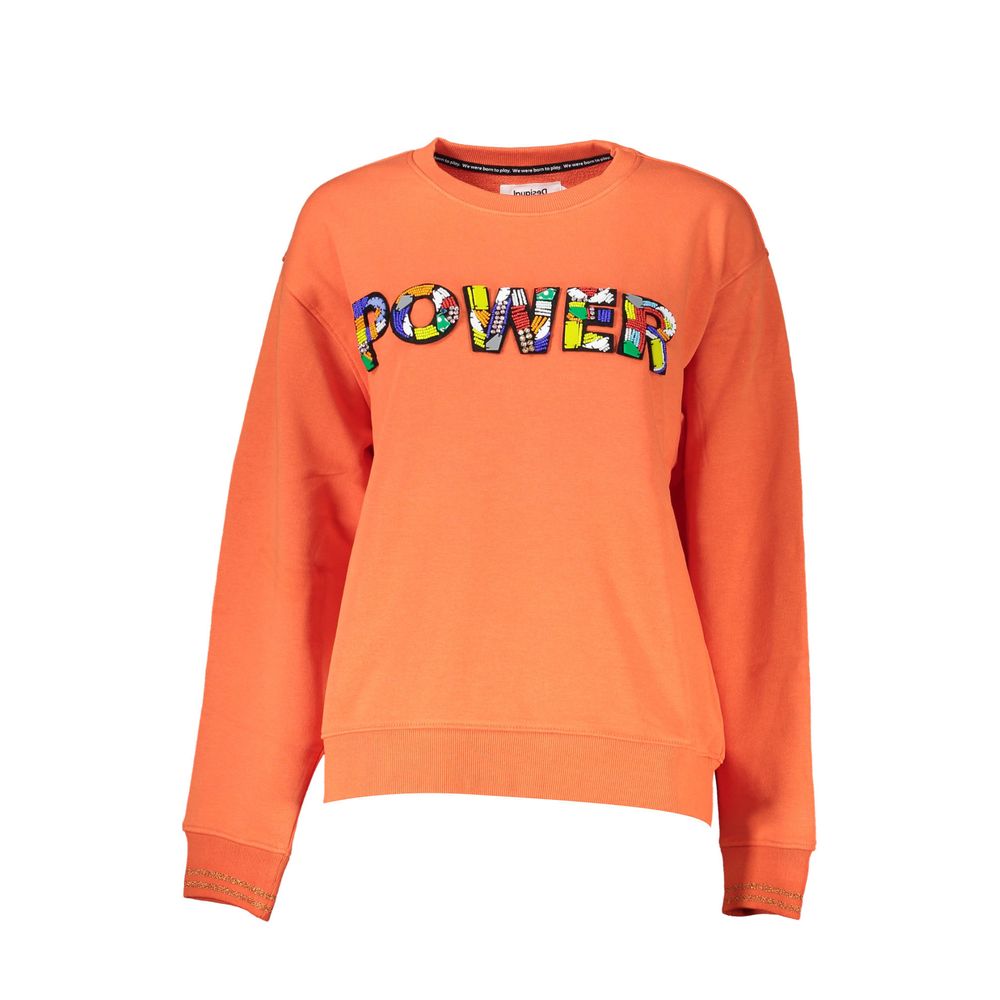 Orange Cotton Women Sweater - ventzia